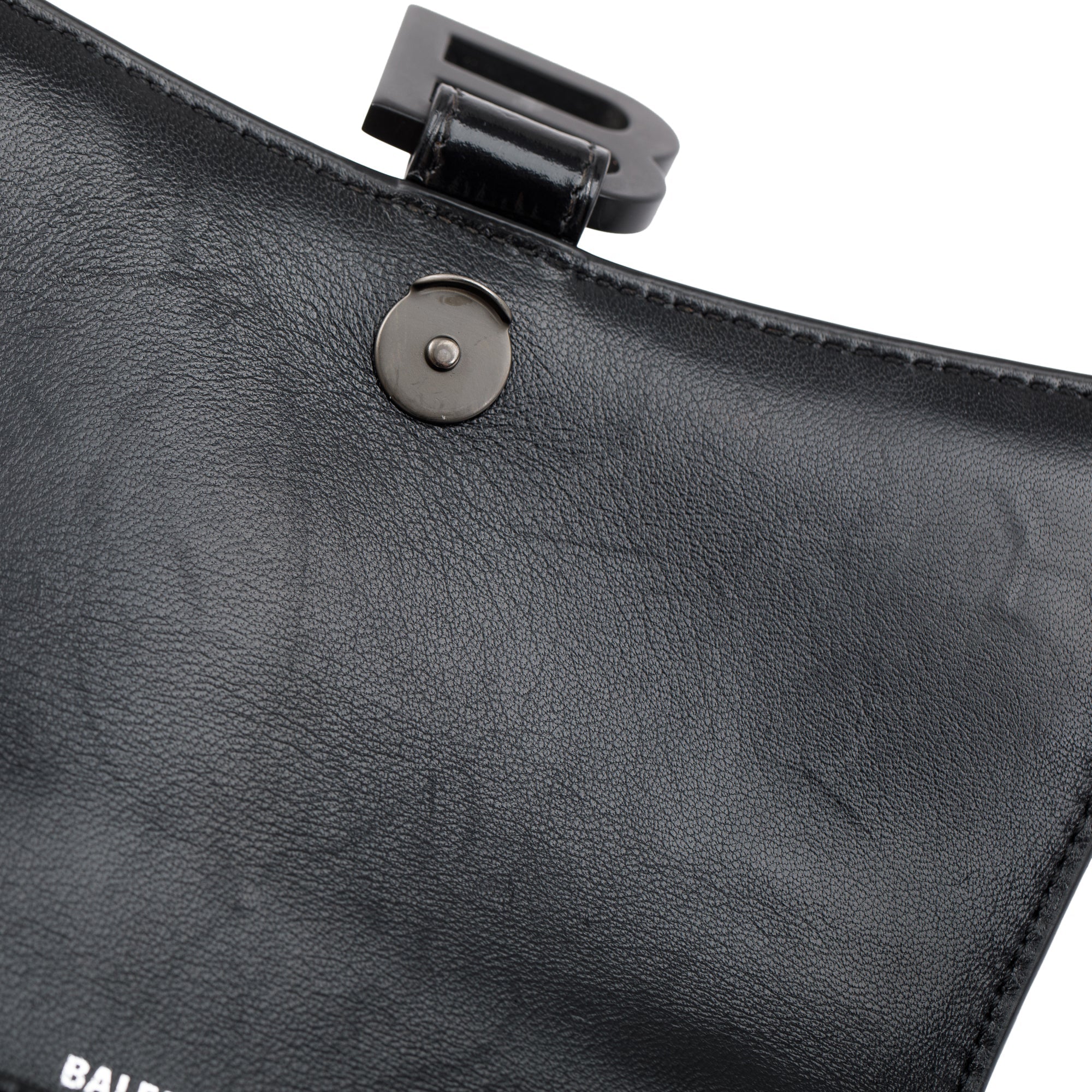 Balenciaga Black Croc-Embossed Leather XS Hourglass Top Handle Bag w/ Strap