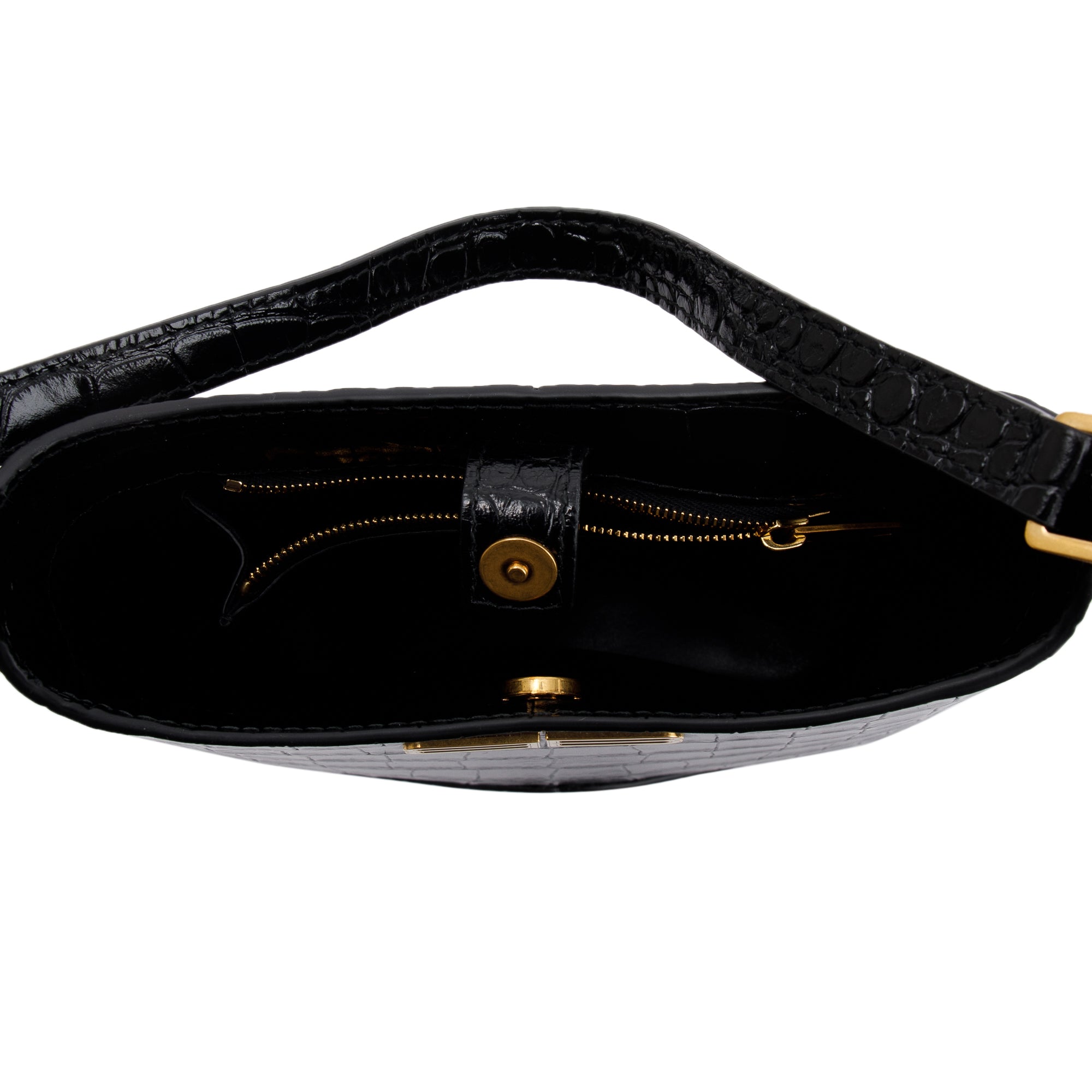 Balenciaga Black Croc-Embossed Leather Xx Small Hobo Bag