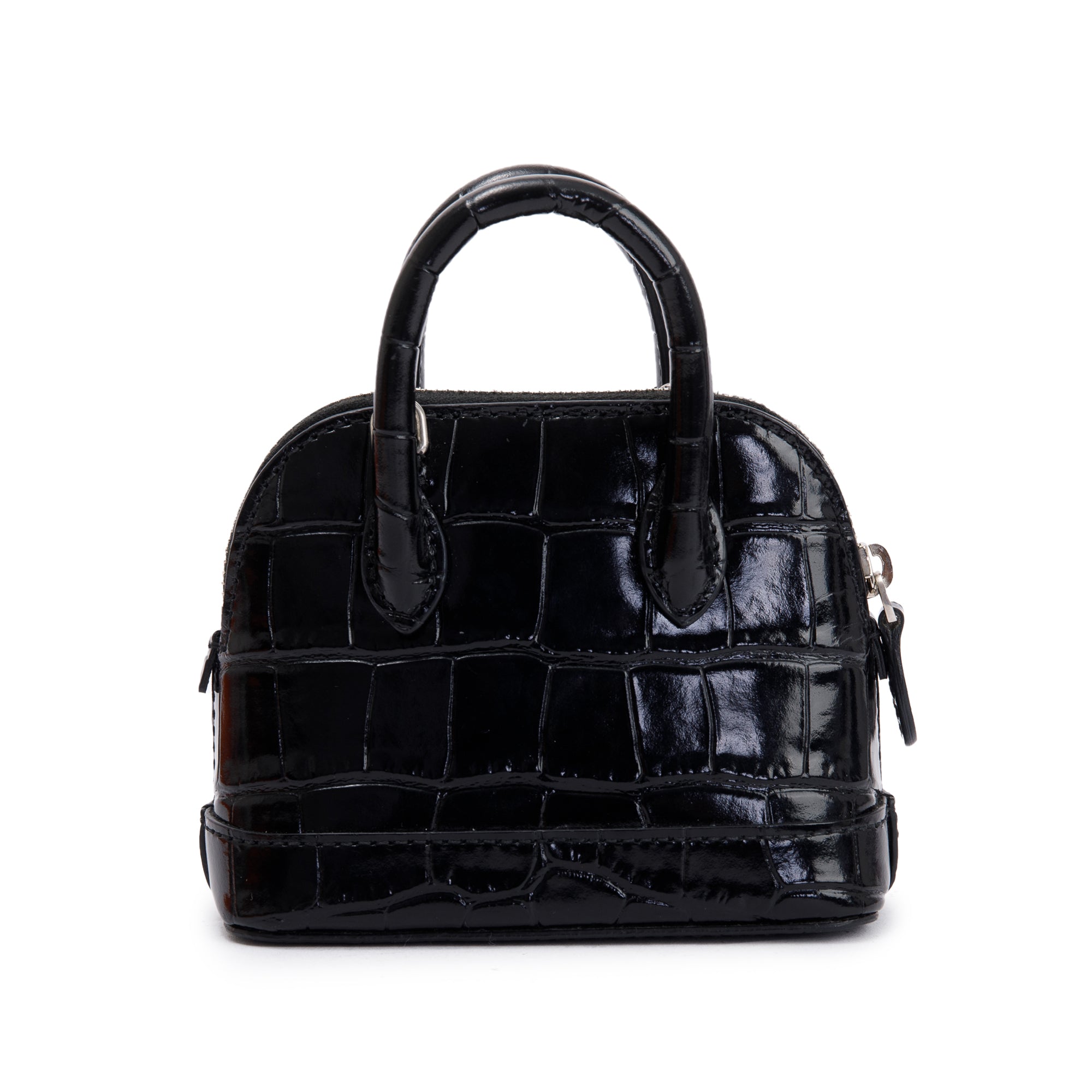 Balenciaga Black Crocodile Embossed Ville Mini Top Handle Bag w/ Strap