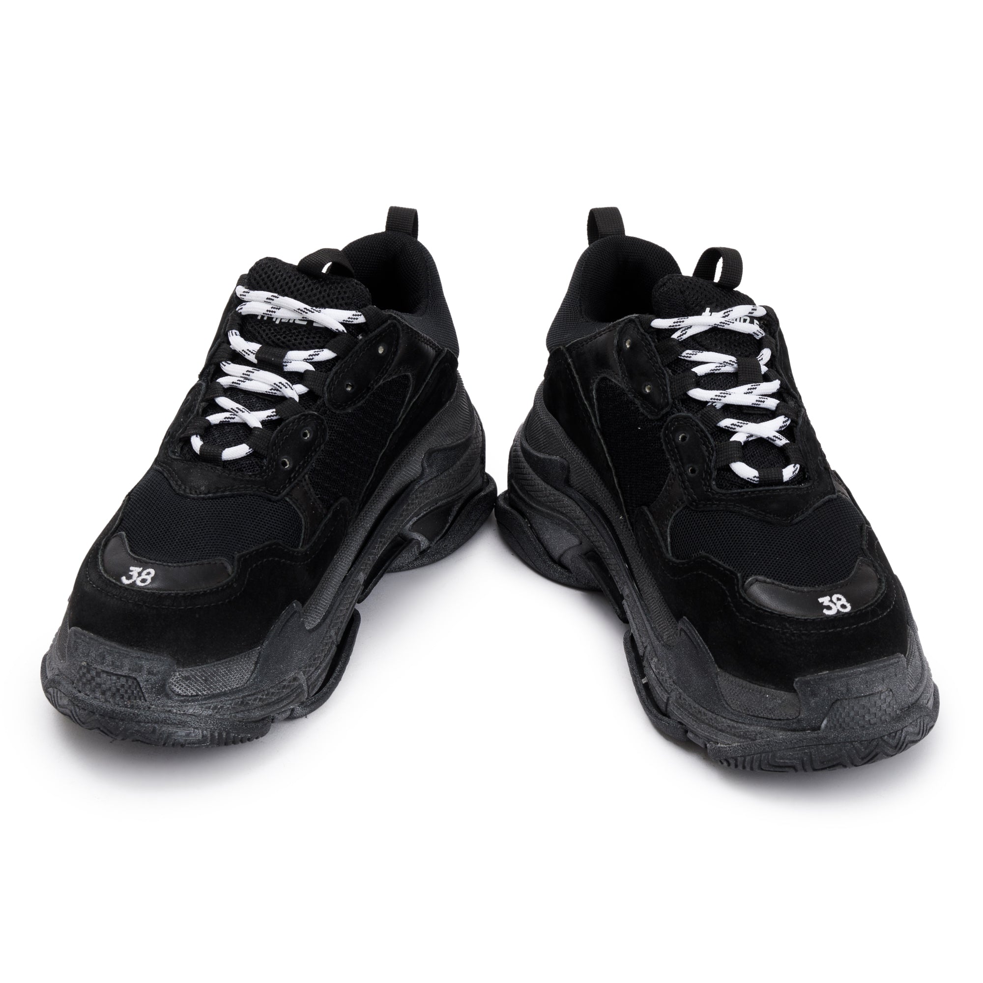 Balenciaga Black Fabric Mesh Triple S Chunky Sneakers, Size 38