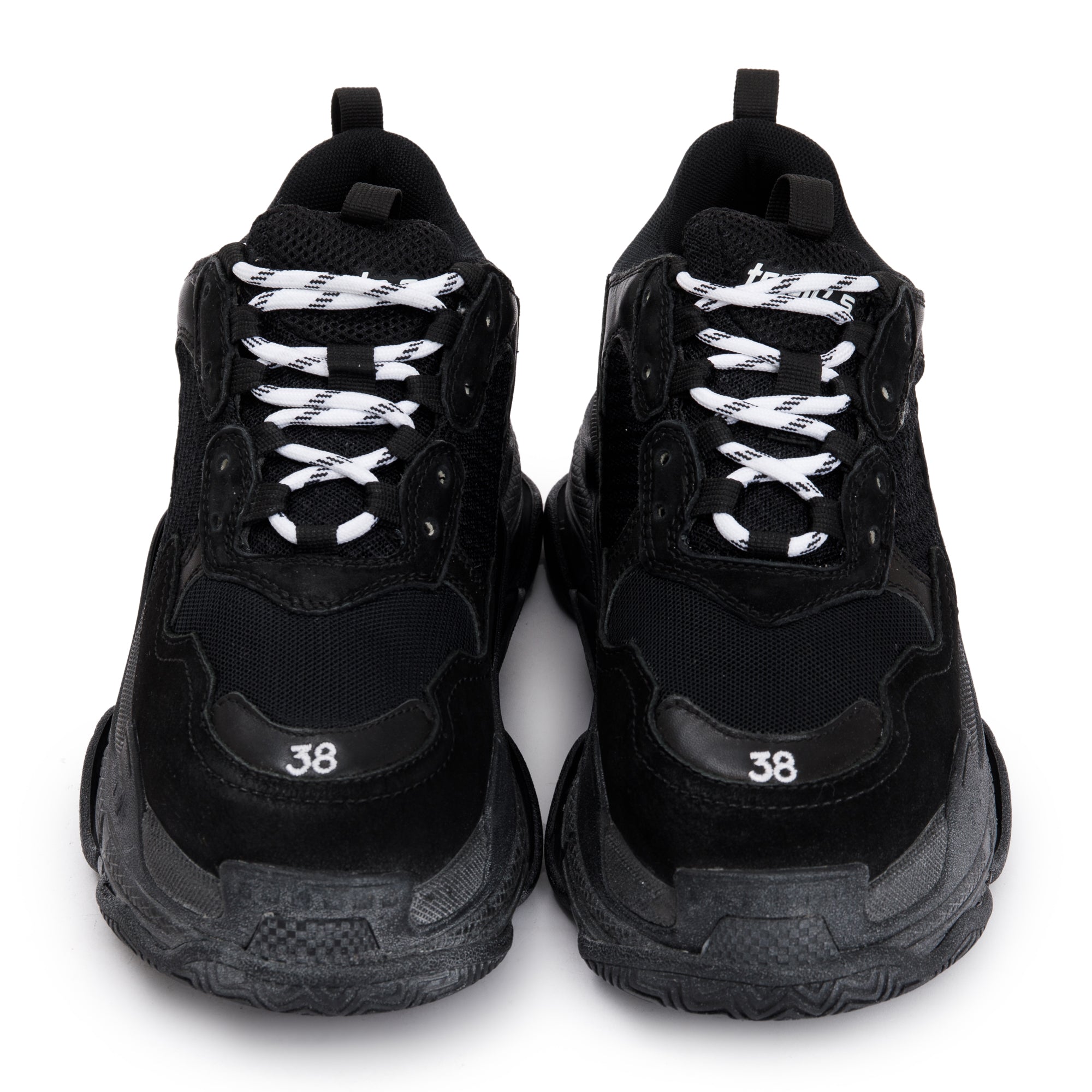 Balenciaga Black Fabric Mesh Triple S Chunky Sneakers, Size 38