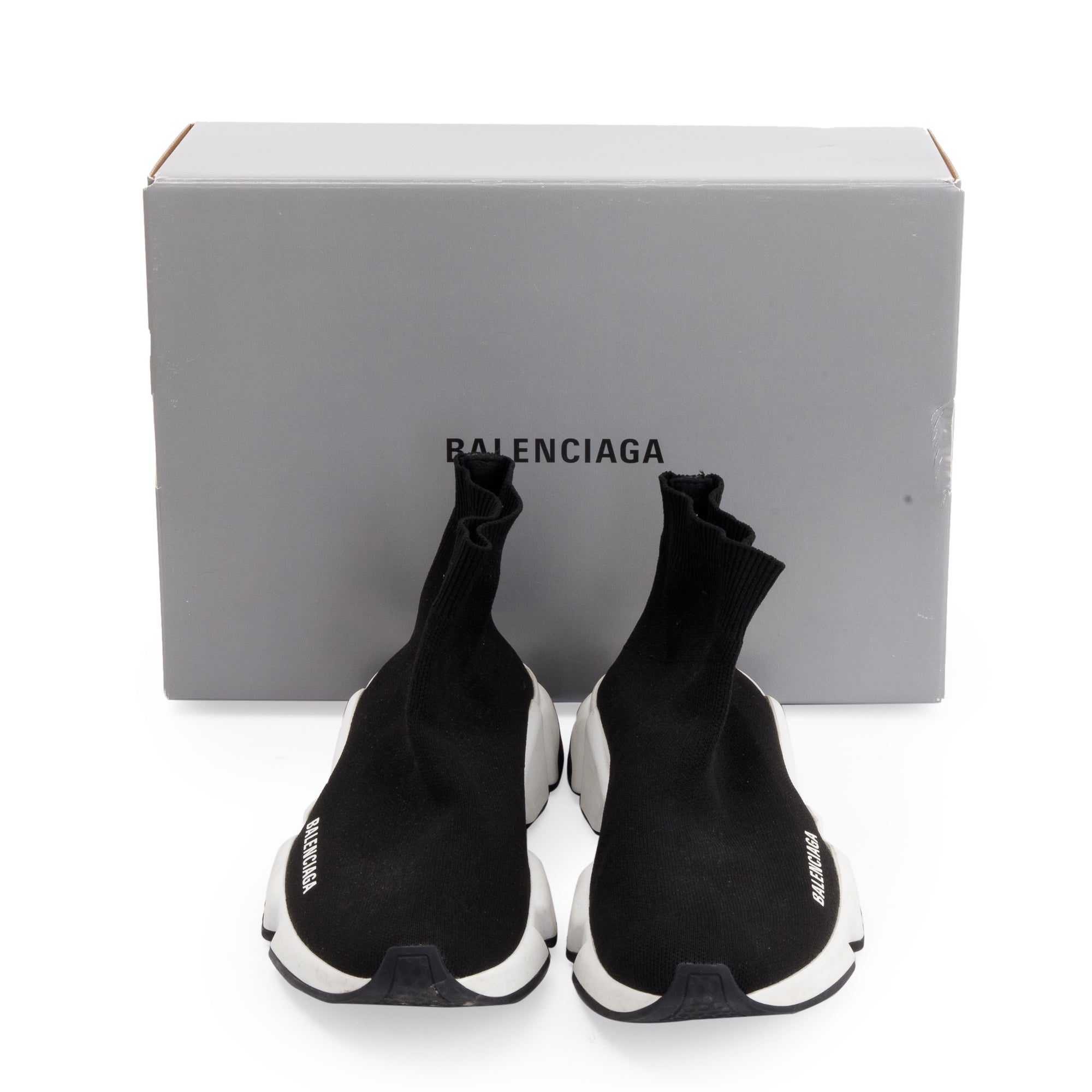 Balenciaga Black Knit Speed LT Trainer Sock Sneaker, Size 37 w/ Box