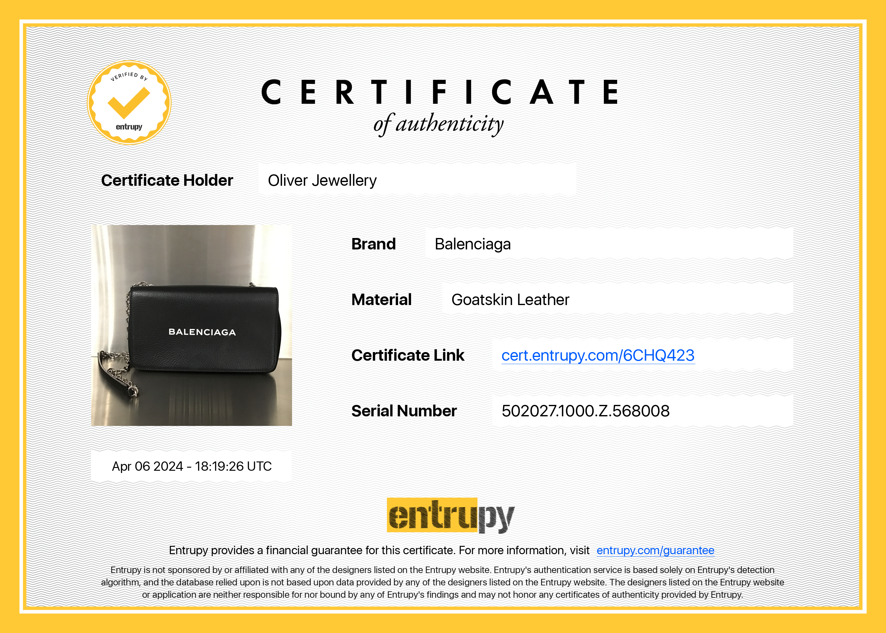 Balenciaga Black Leather Everyday Wallet On Chain