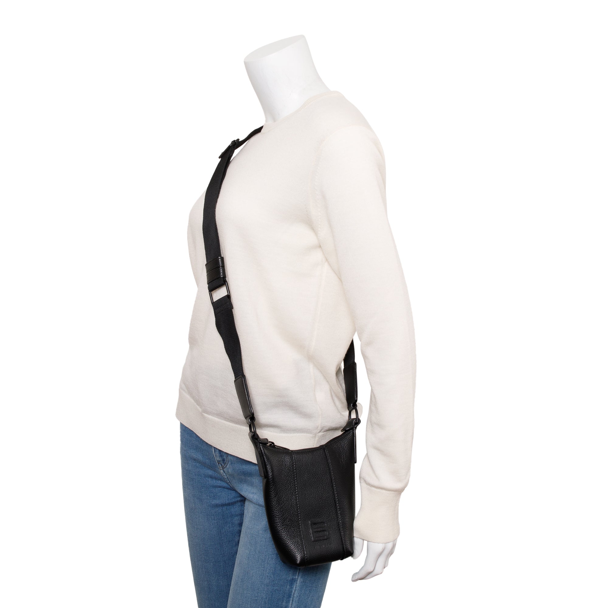 Balenciaga Black Leather Hourglass Phone Holder Crossbody Bag