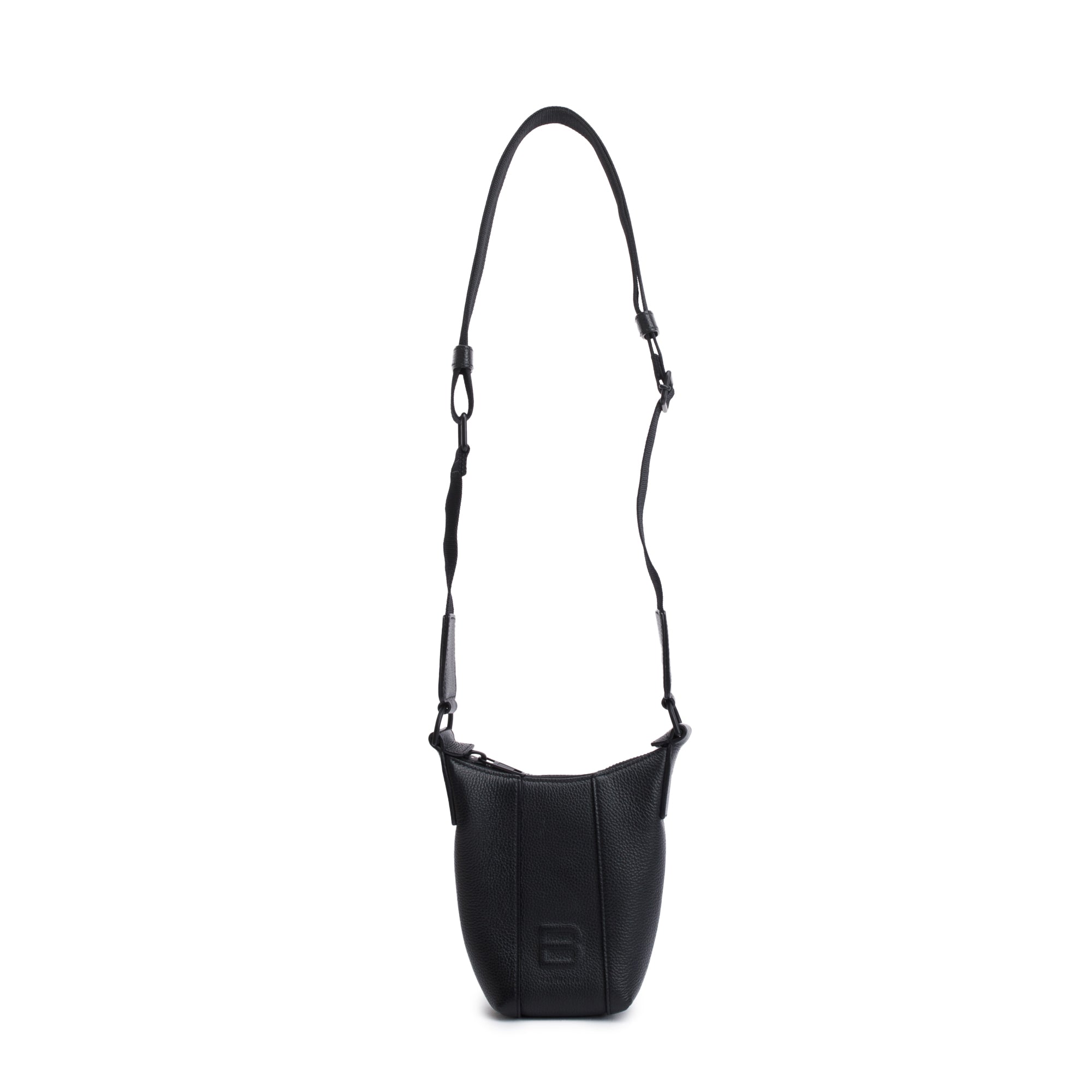 Balenciaga Black Leather Hourglass Phone Holder Crossbody Bag