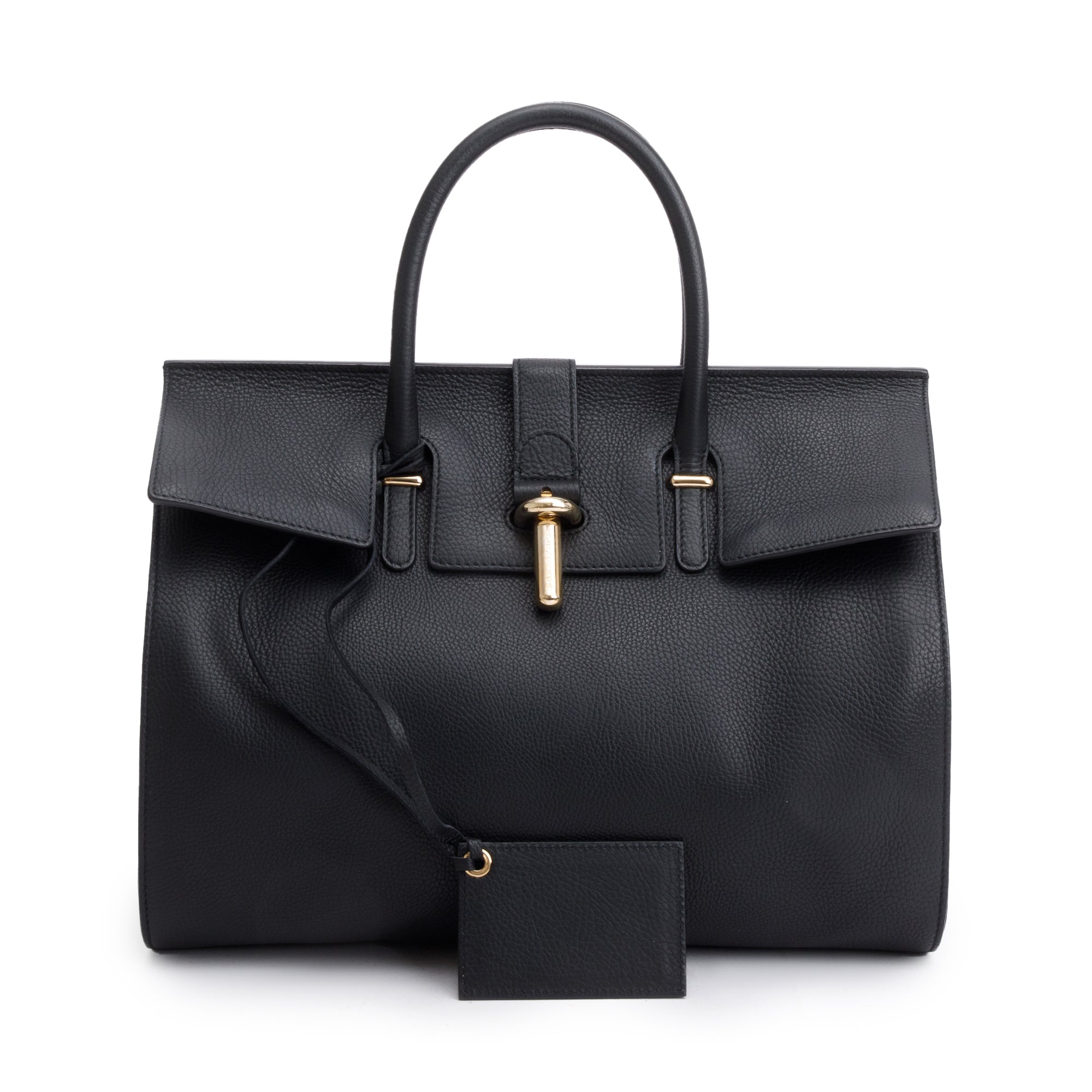 Balenciaga Black Leather M Tube Round Tote