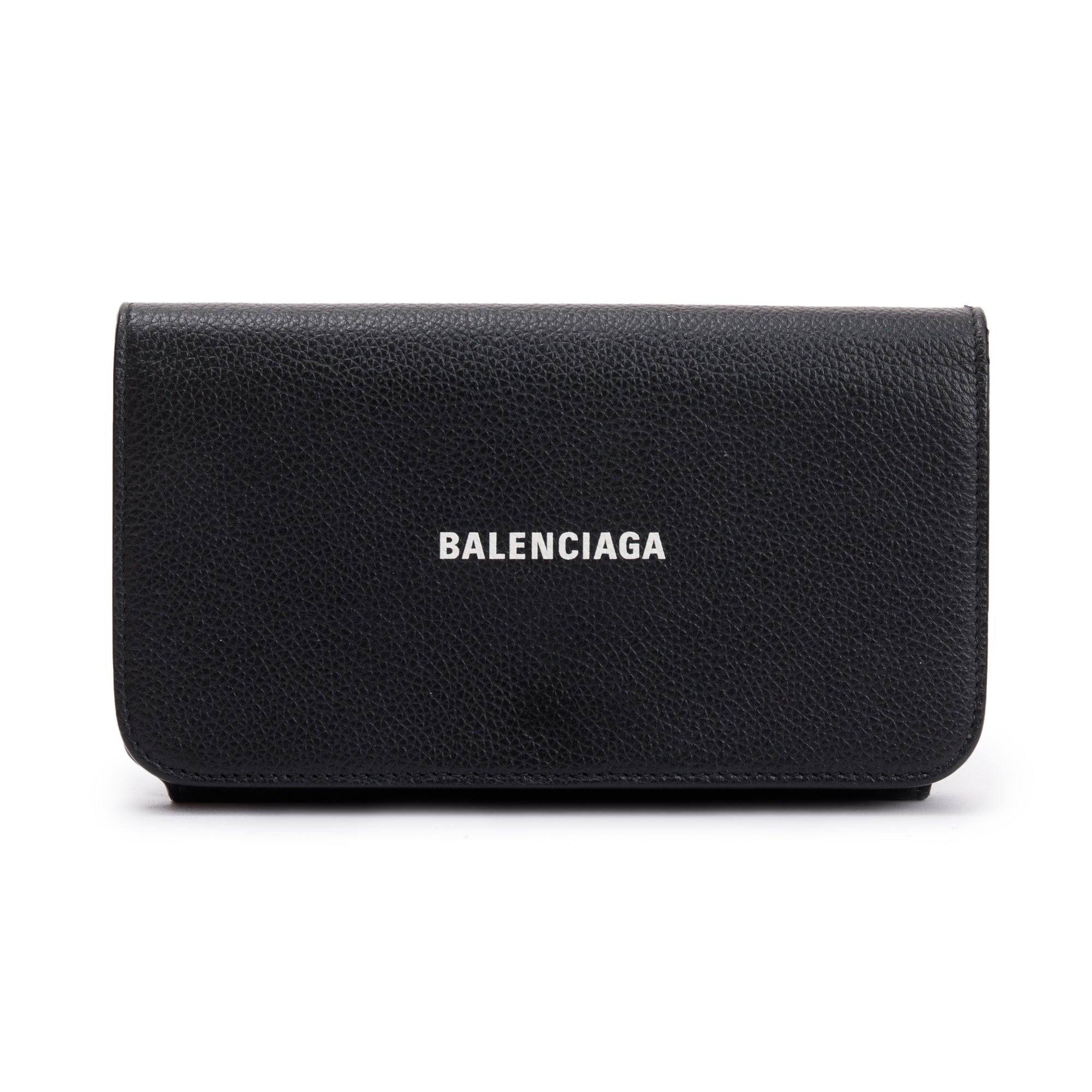 Balenciaga Black Leather Phone Holder Wallet on Chain