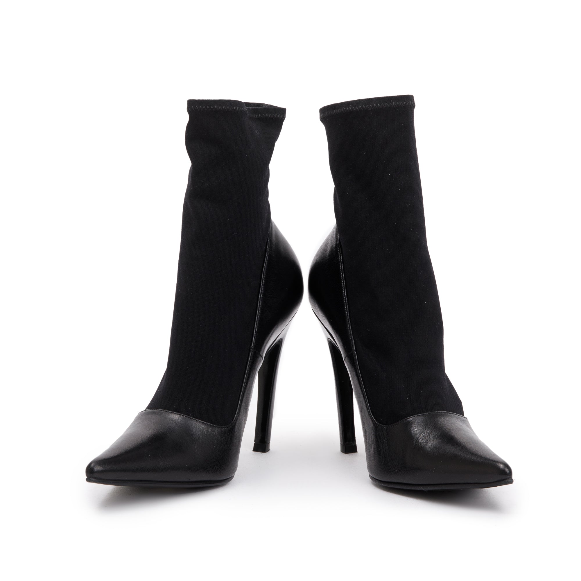 Balenciaga Black Spandex & Leather Knife 110 Bootie , Size 36 w/ Box