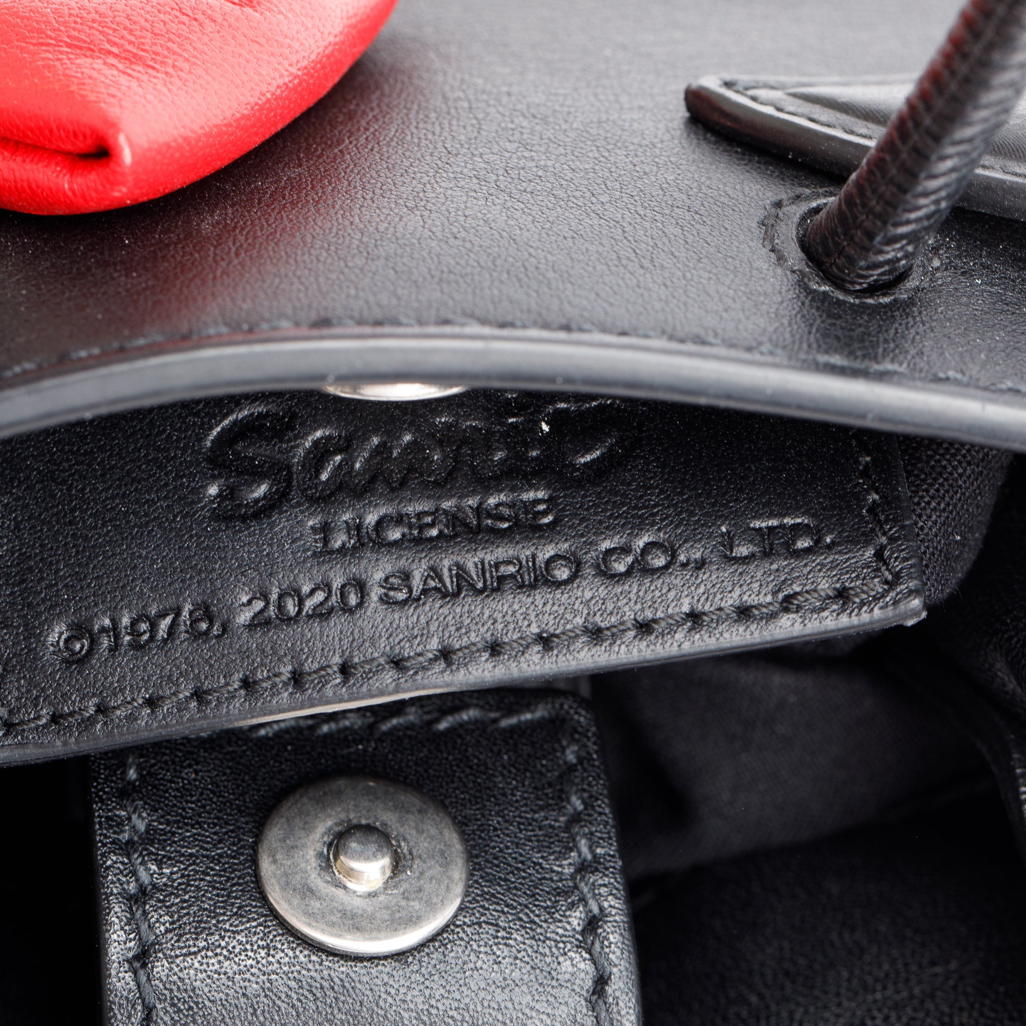 Balenciaga Black/Red Calfskin Leather Hello Kitty Phone Holder Crossbody Bag
