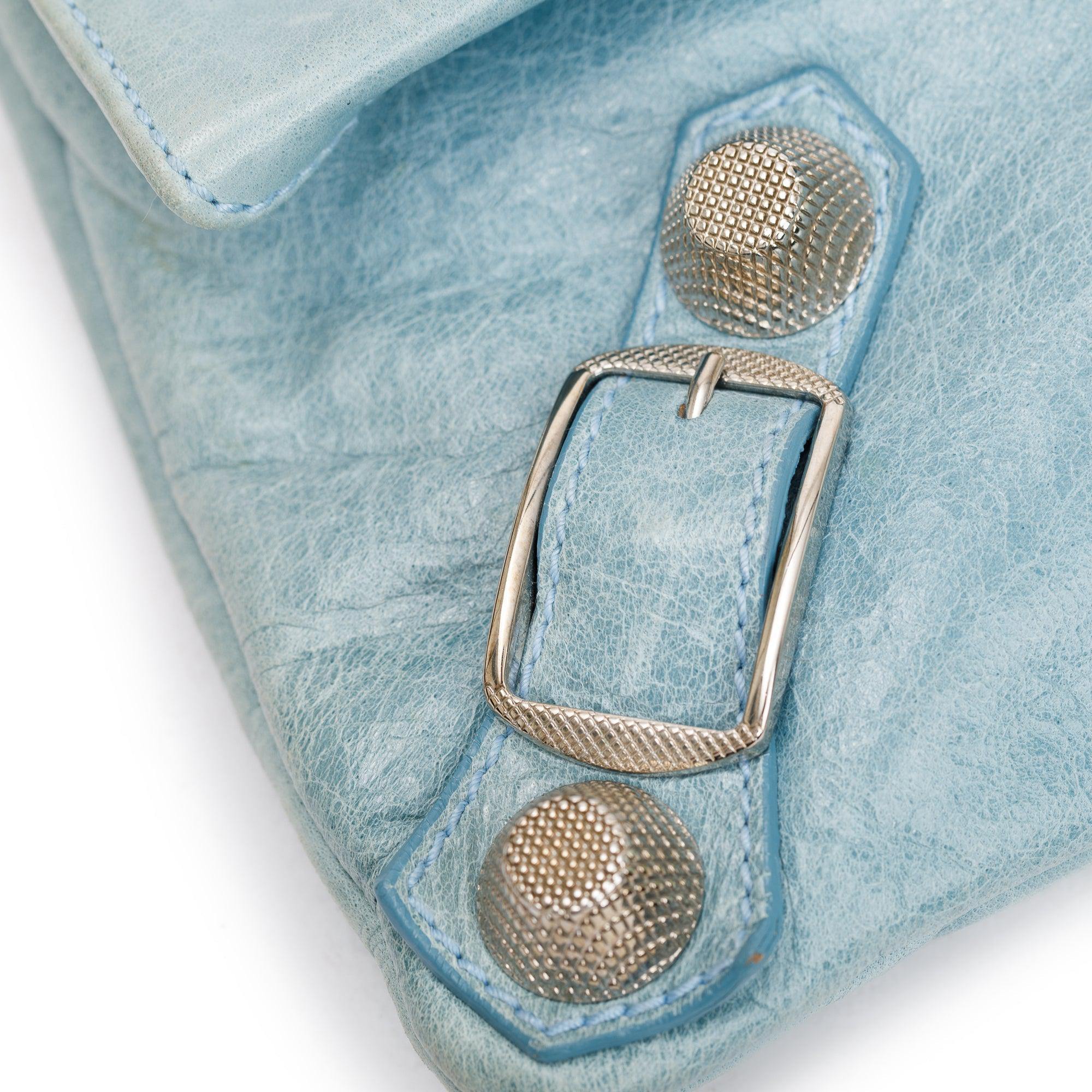 Balenciaga Blue Agneau Leather Giant 12 Envelope Clutch