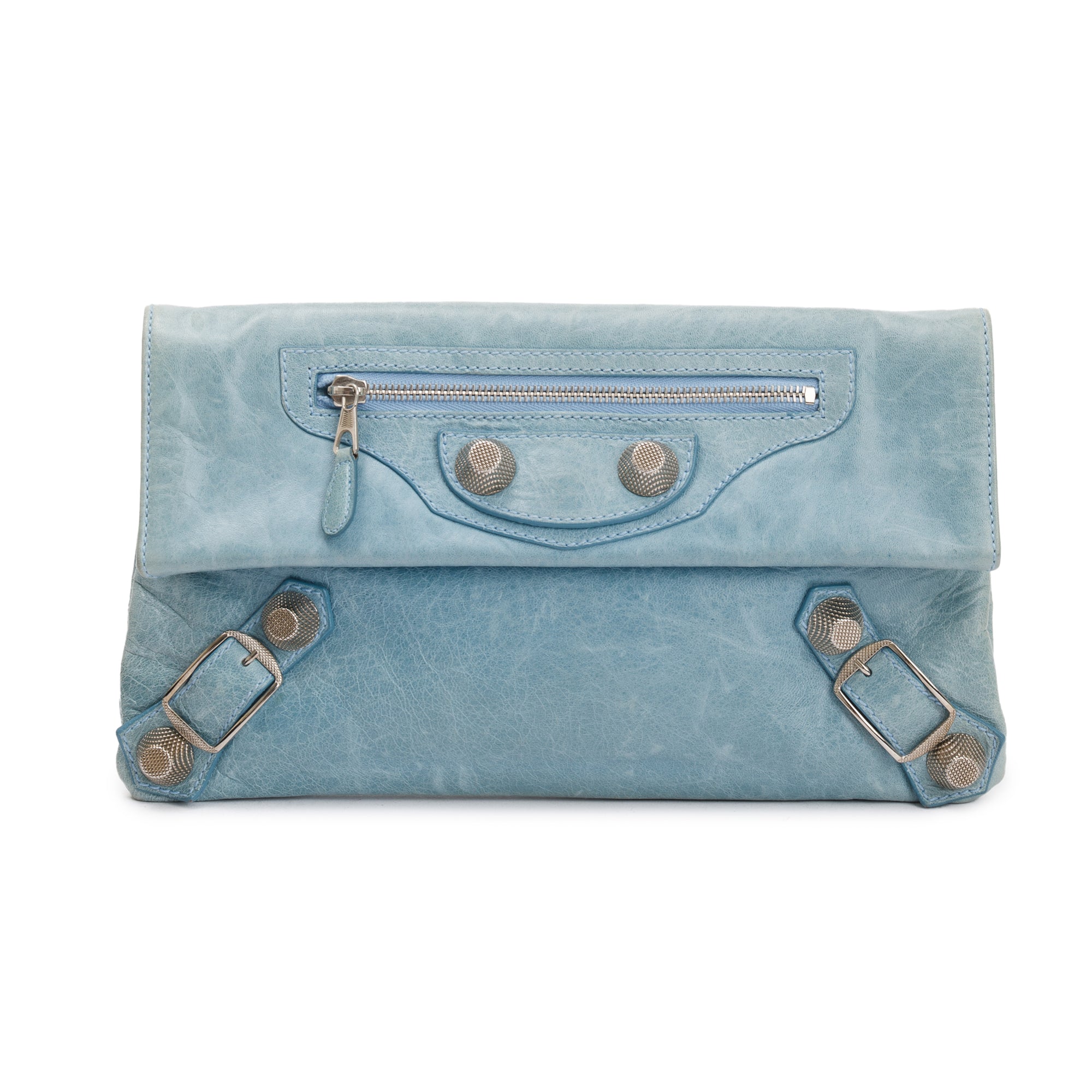 Balenciaga Blue Agneau Leather Giant 12 Envelope Clutch
