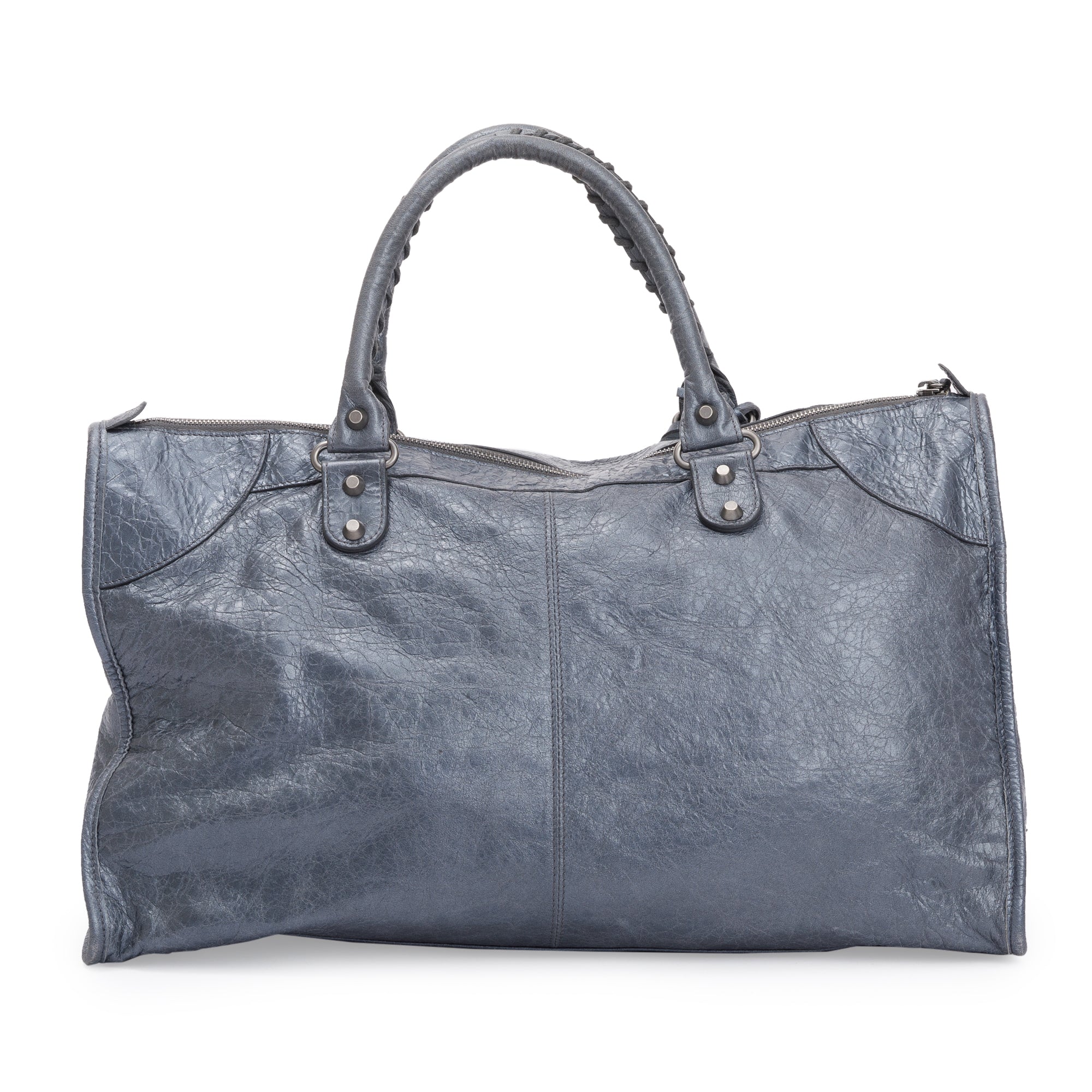 Balenciaga Blue Agneu Leather Motocross Classic Work Bag