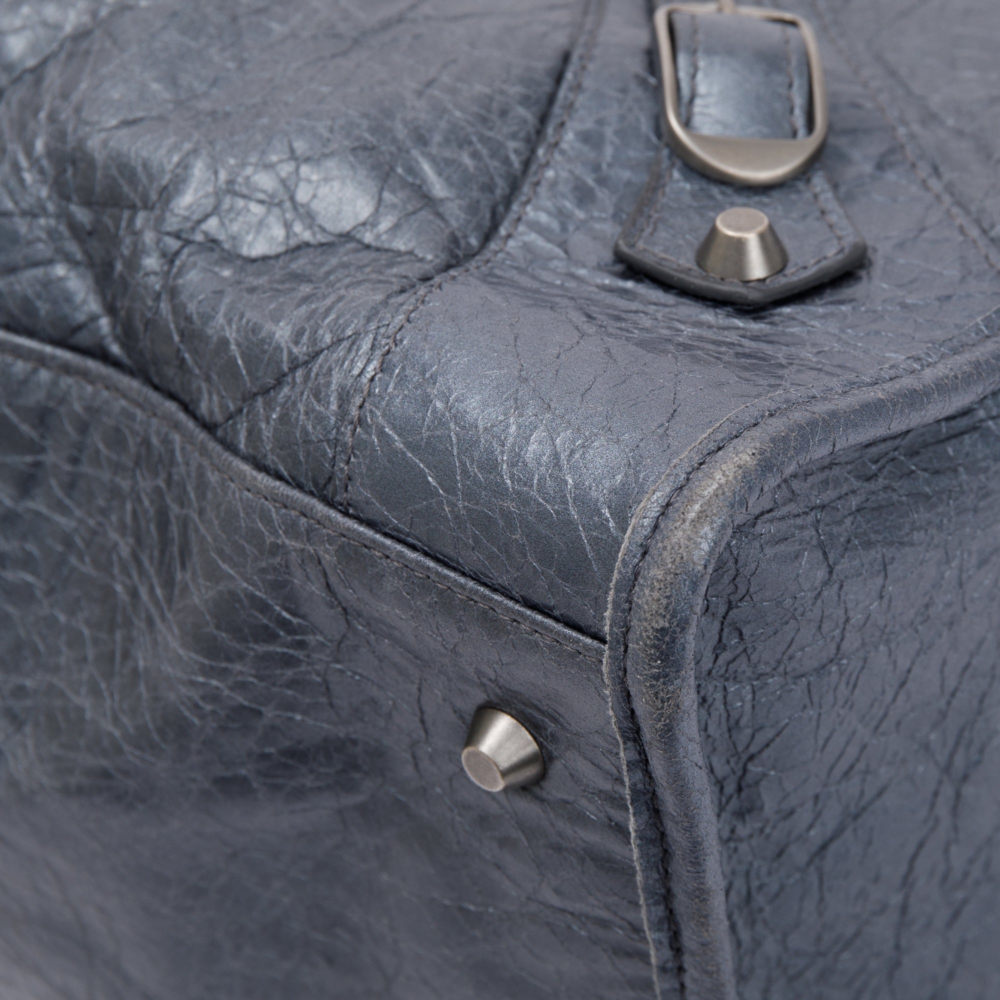 Balenciaga Blue Agneu Leather Motocross Classic Work Bag