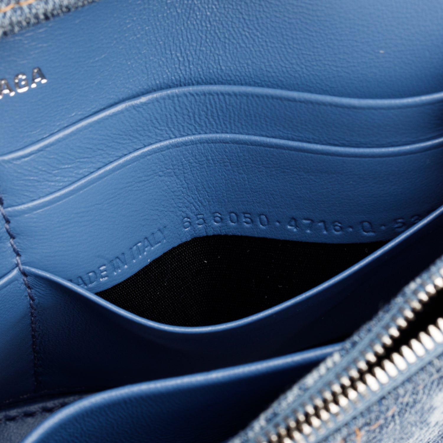 Balenciaga Blue BB Denim Hourglass Wallet on Chain w/ Box