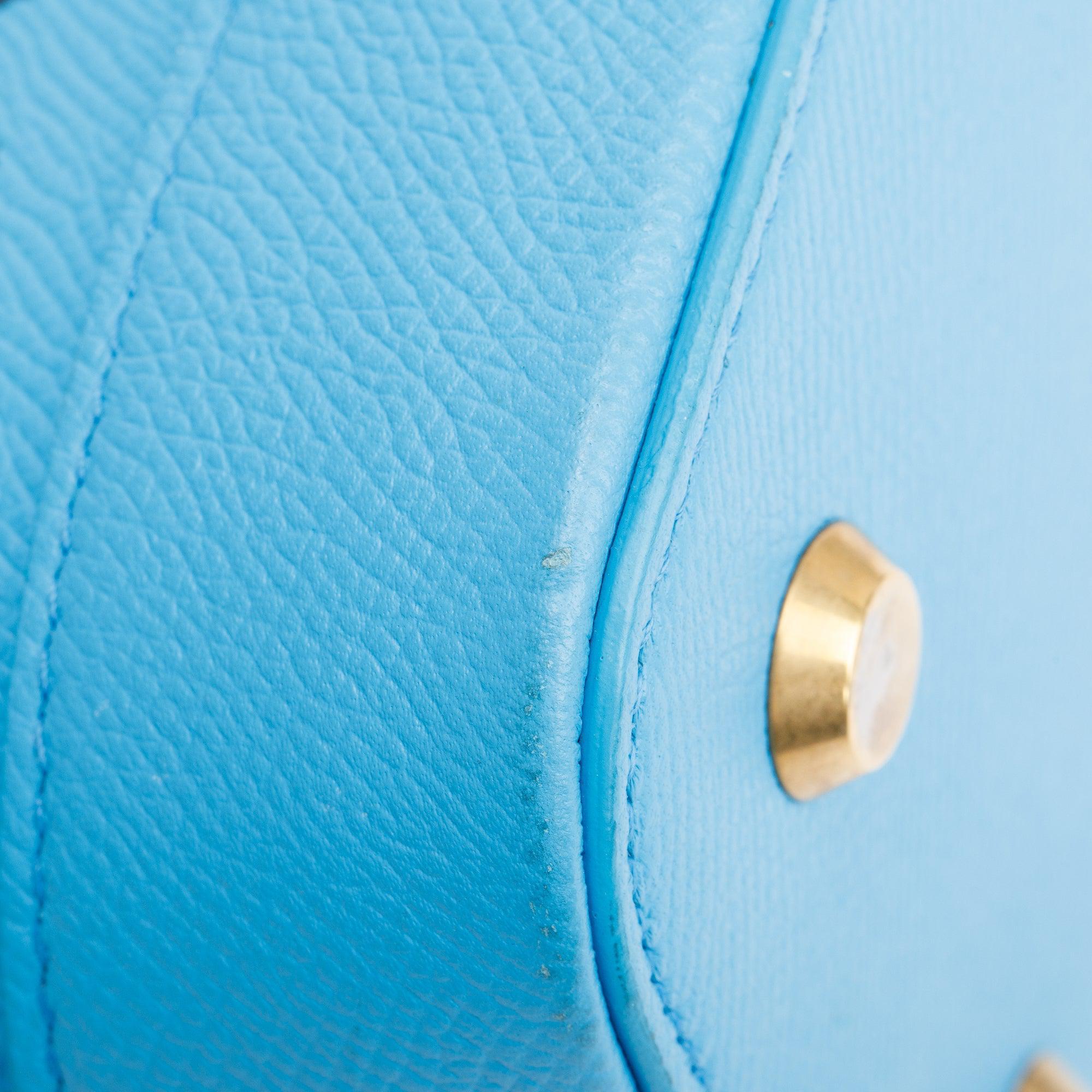 Balenciaga Blue Grained Calfskin Leather Ville S Top Handle Bag w/ Strap