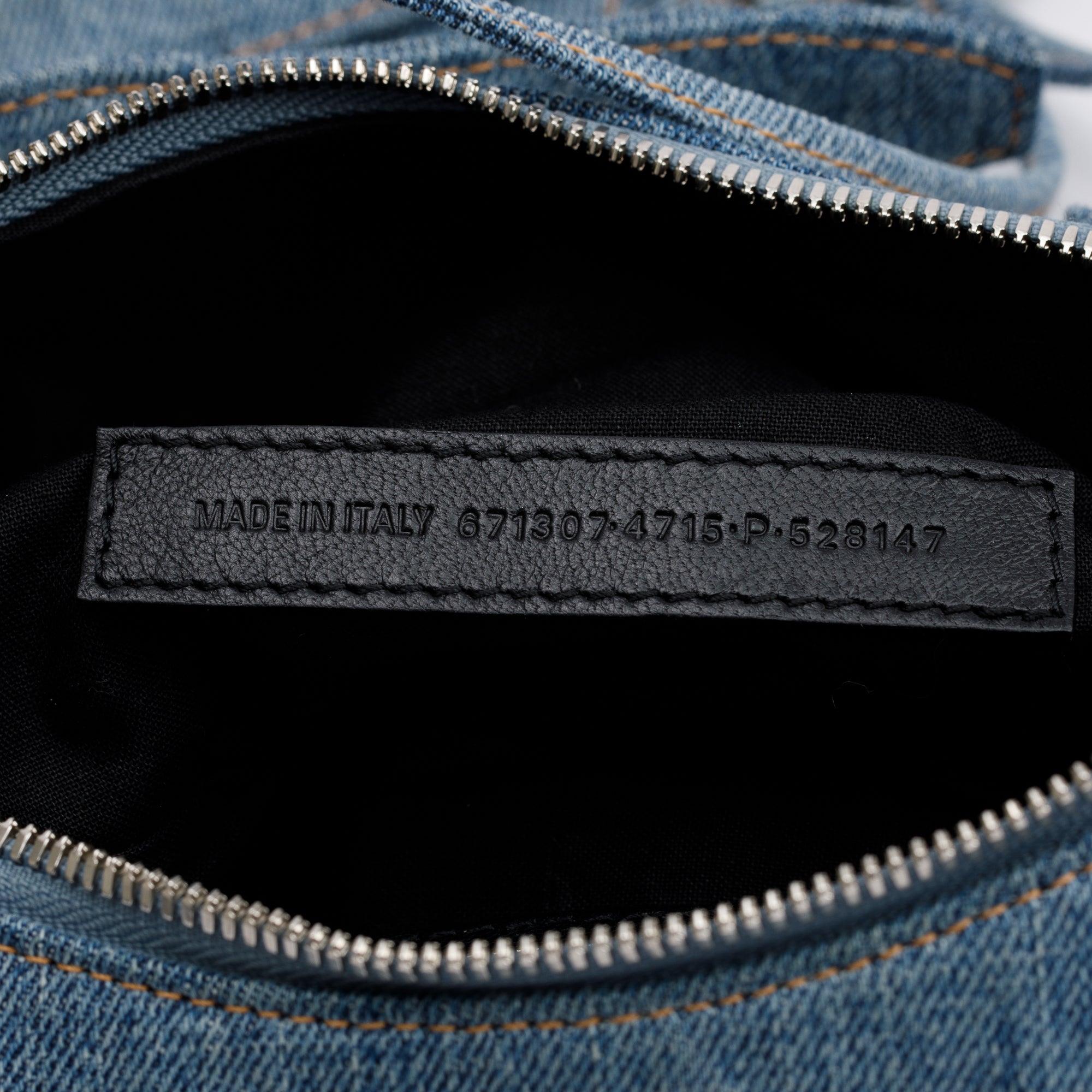 Balenciaga Blue Washed Frayed Denim Rhinestone Le Cagole Small Shoulder Bag