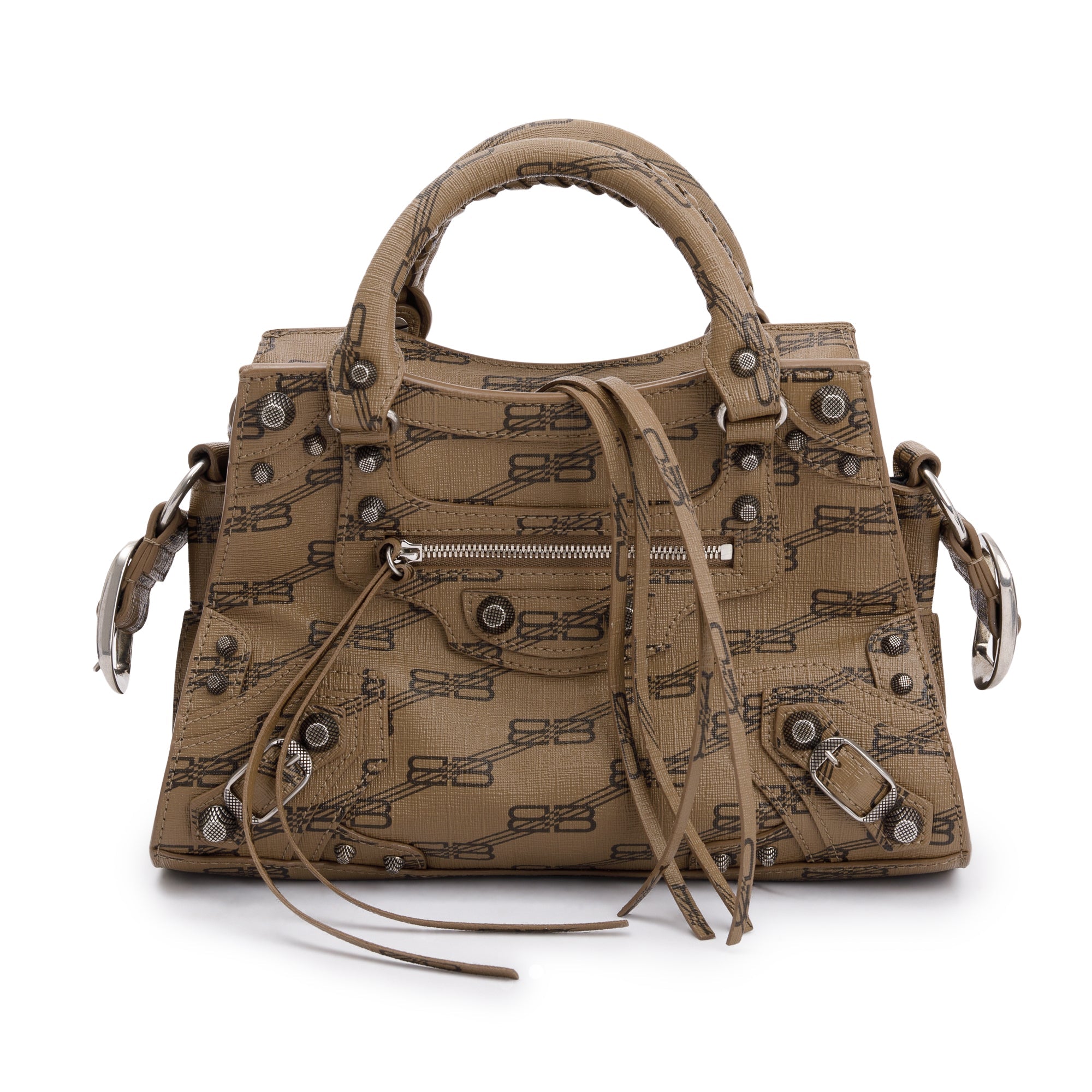 Balenciaga Brown BB Monogram Canvas Neo Cagole Classic XS City Bag w/ Strap