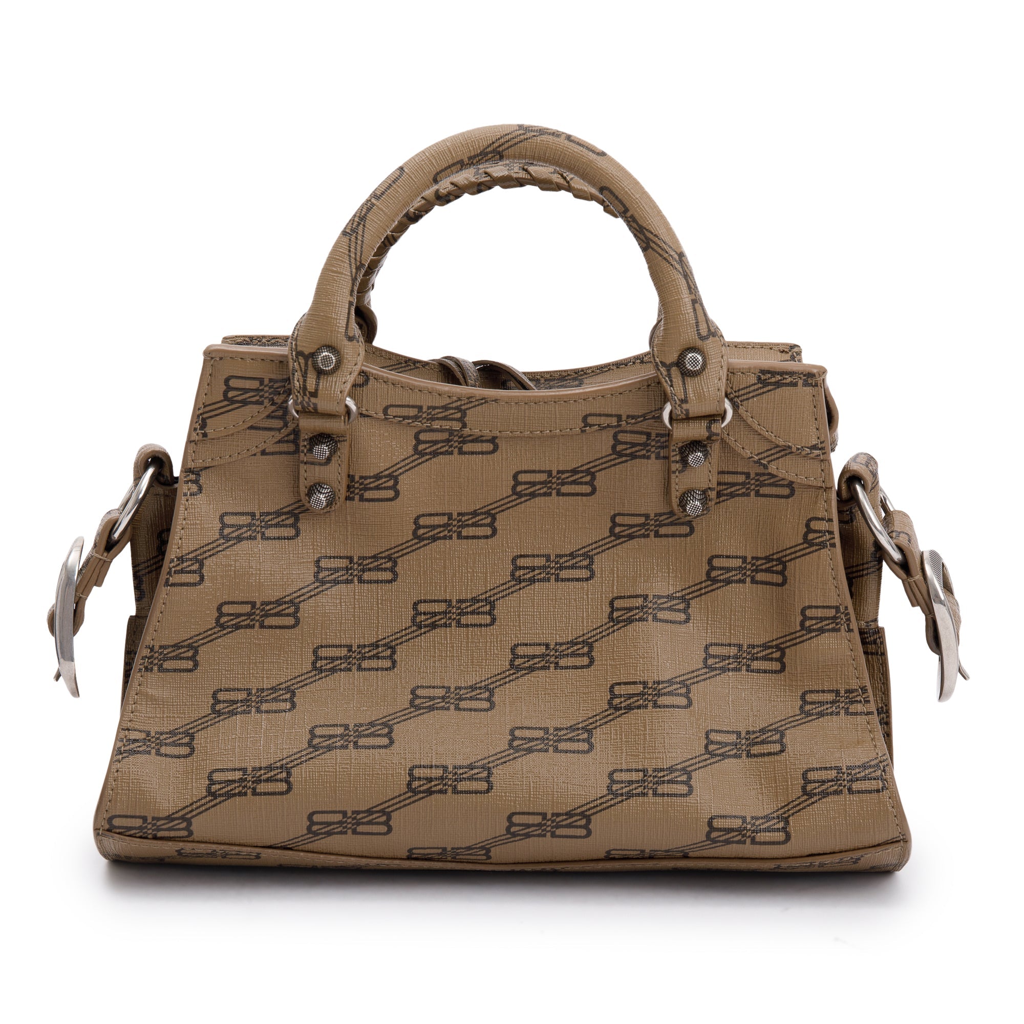 Balenciaga Brown BB Monogram Canvas Neo Cagole Classic XS City Bag w/ Strap