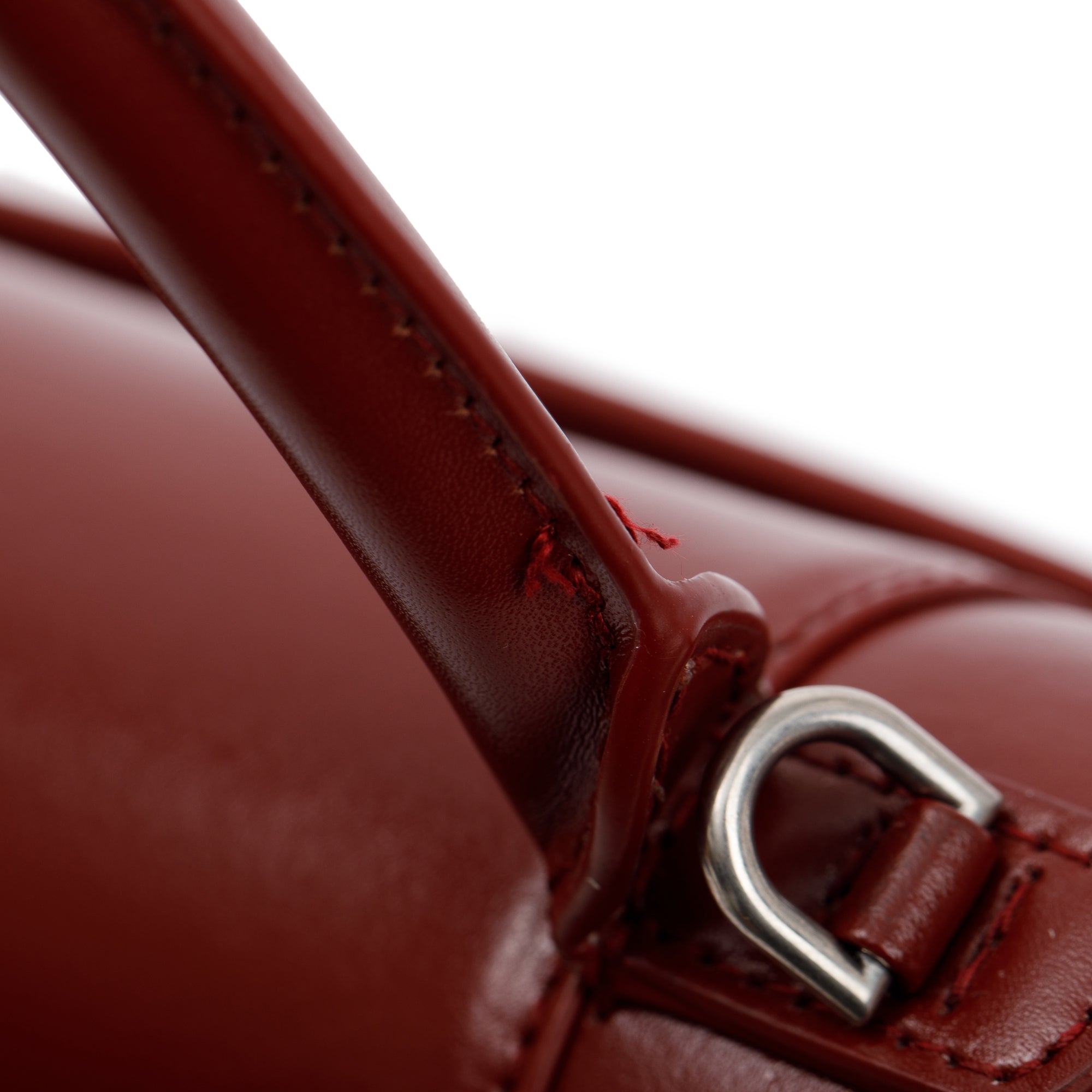 Balenciaga Burgundy Calfskin Leather Medium Hourglass Top Handle Bag w/ Strap