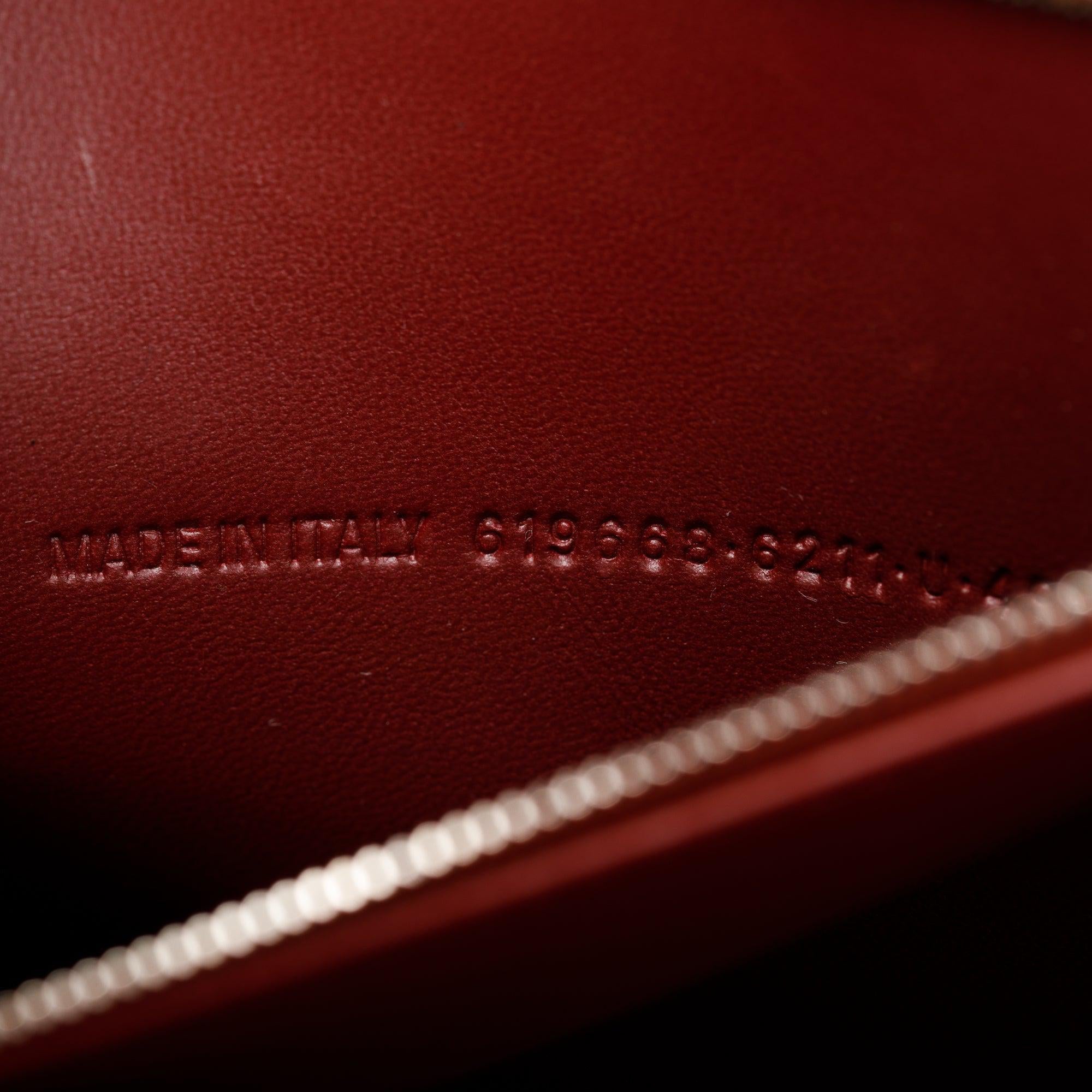 Balenciaga Burgundy Calfskin Leather Medium Hourglass Top Handle Bag w/ Strap