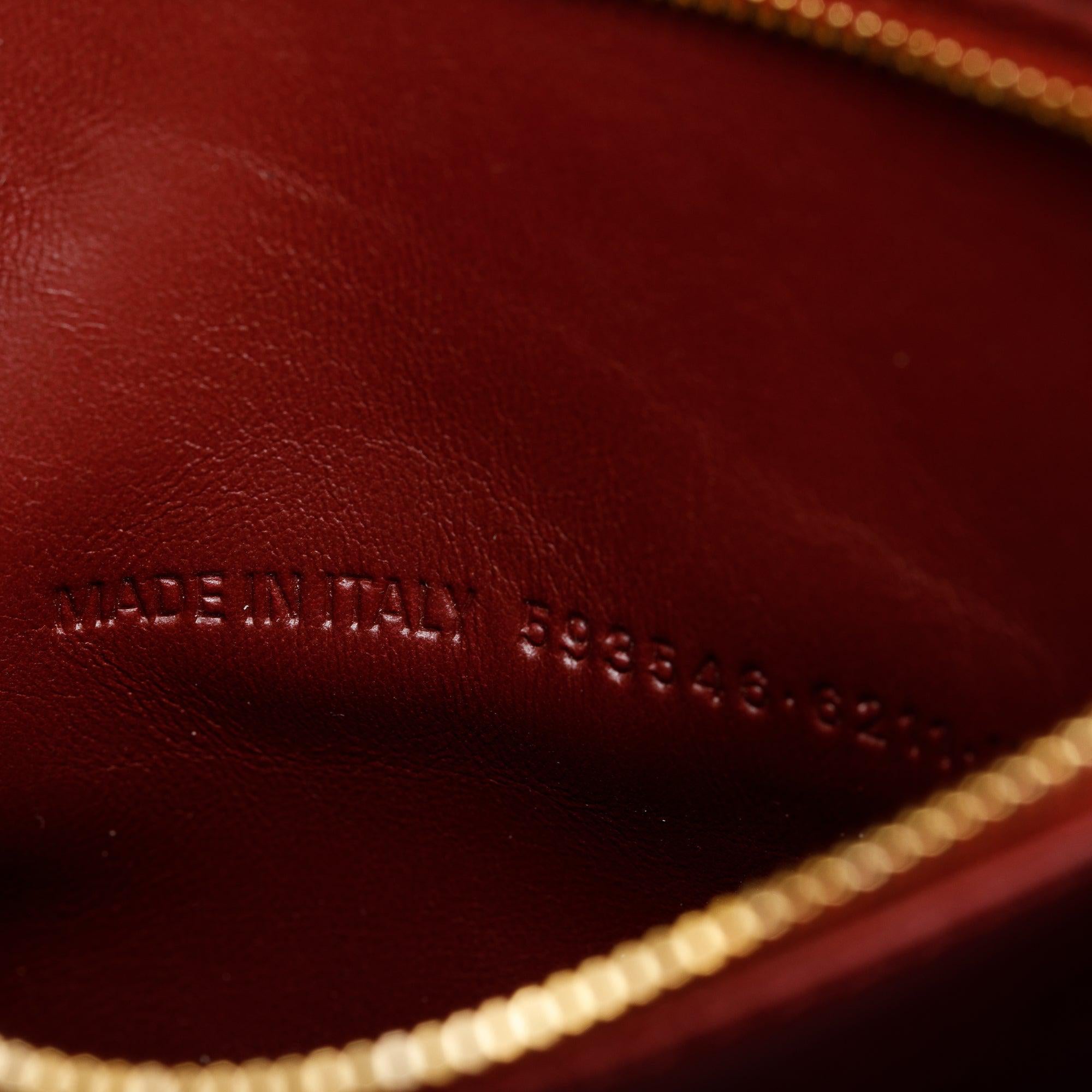 Balenciaga Burgundy Croc Embossed Leather Small Hourglass Top Handle Bag w/ Strap & Receipt