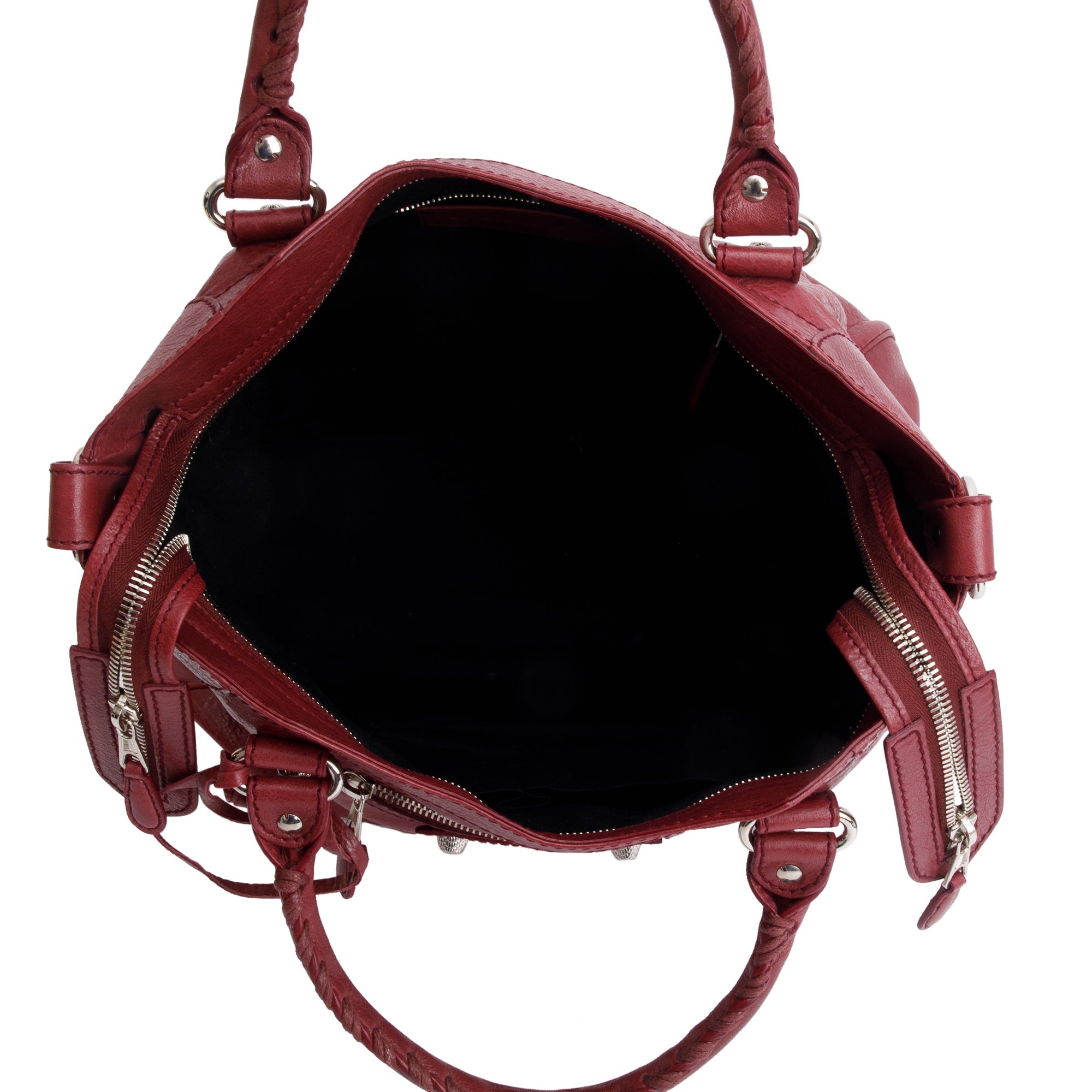 Balenciaga Burgundy Motocross Agneau Leather Giant 12 City Bag w/ Strap