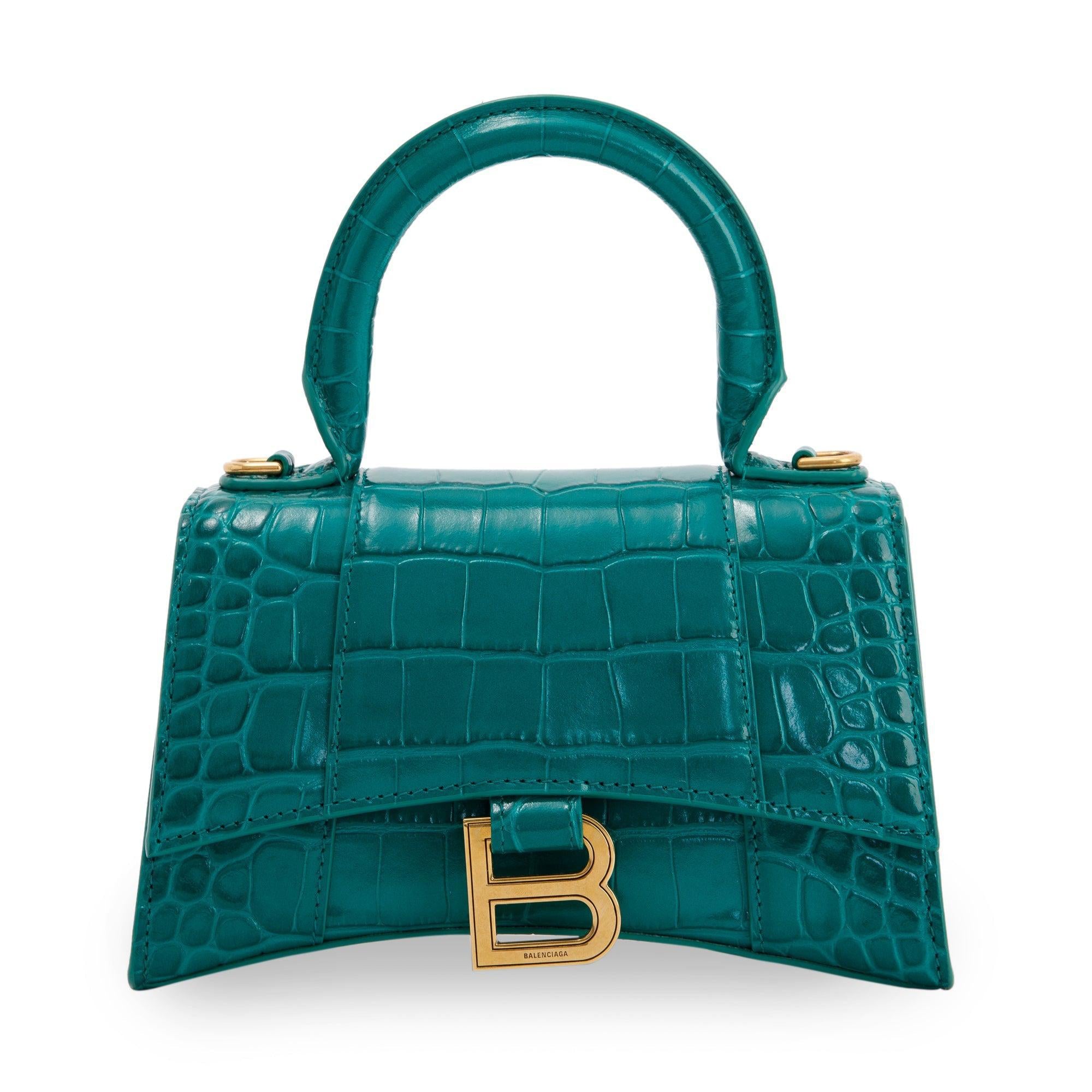 Balenciaga Croc-Embossed Hourglass XS Top Handle Bag