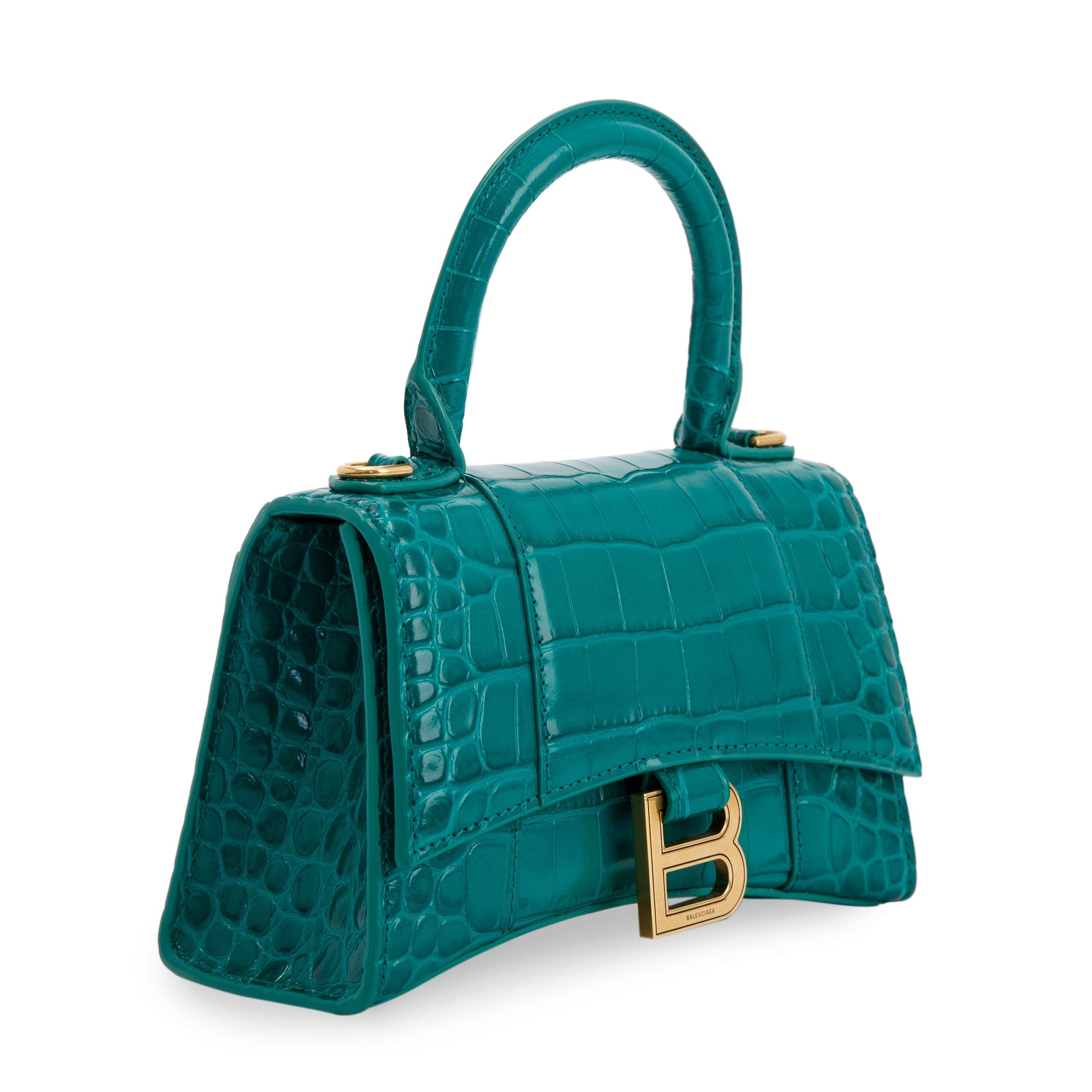 Balenciaga Croc-Embossed Hourglass XS Top Handle Bag