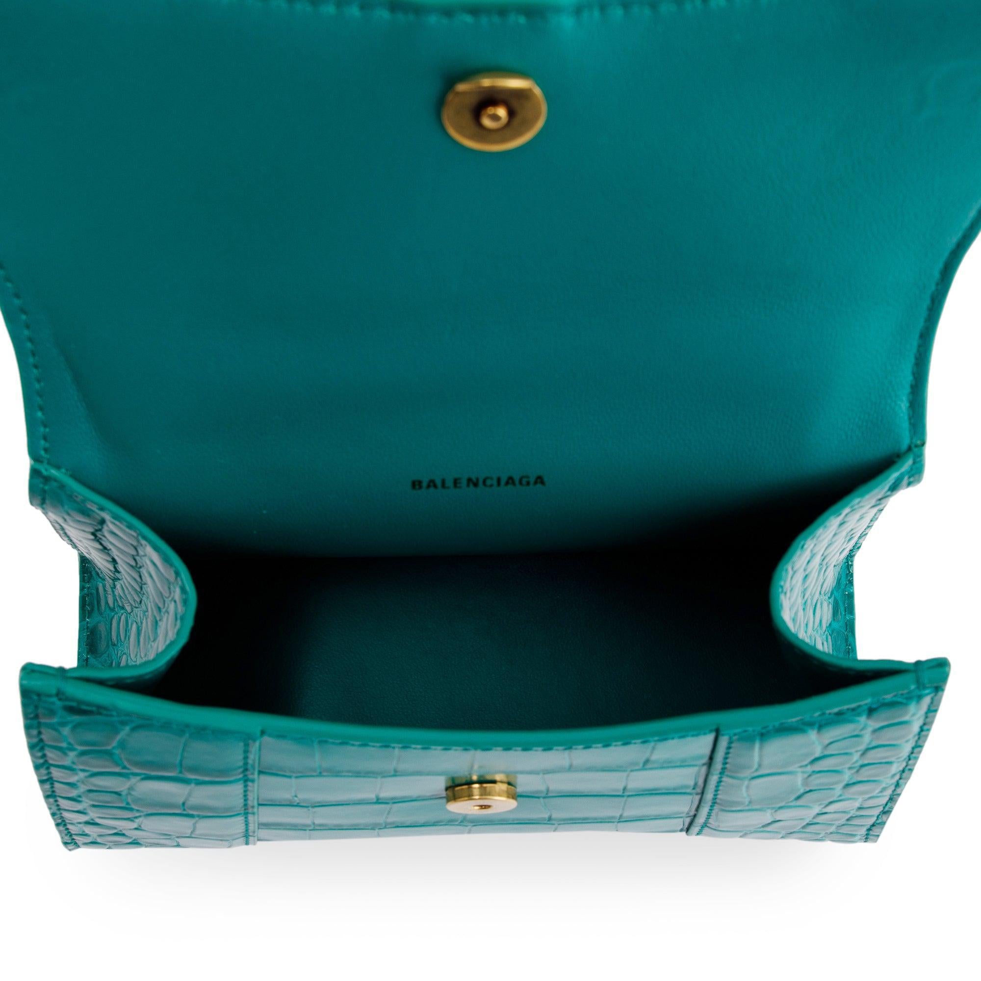 Balenciaga Croc-Embossed Hourglass XS Top Handle Bag