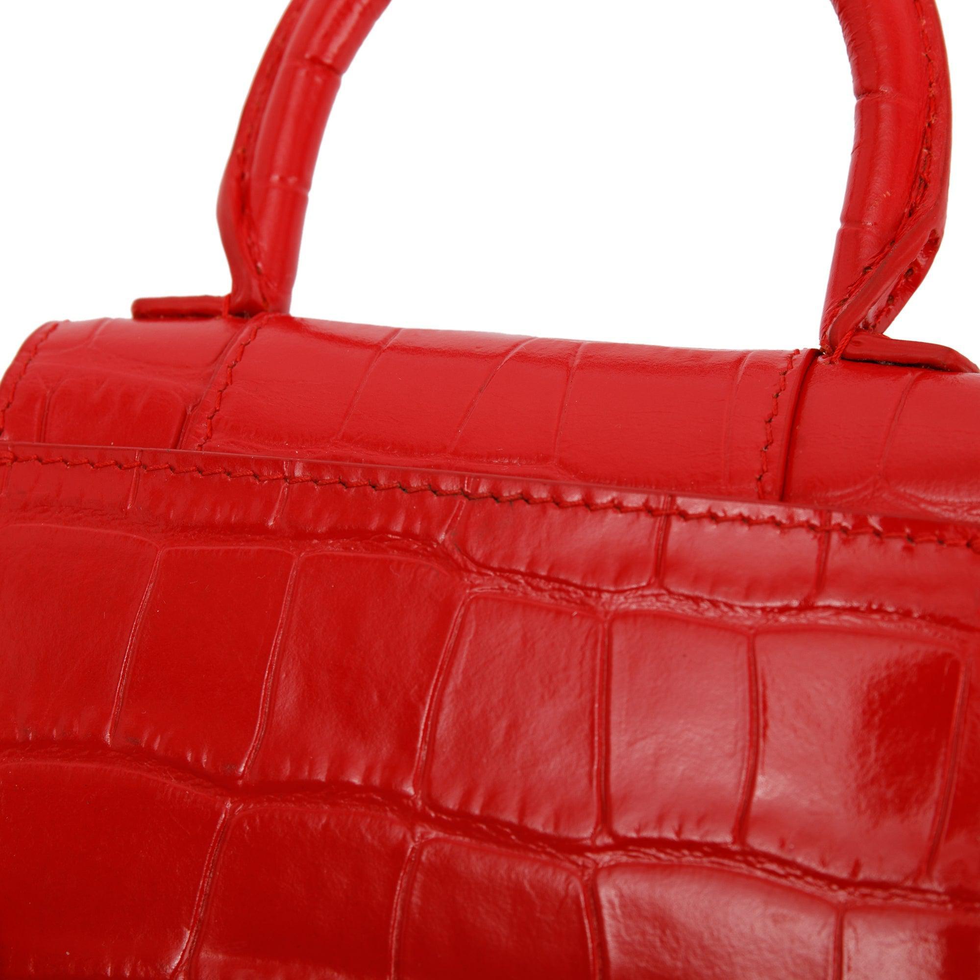 Balenciaga Croc-Embossed Mini Hourglass Bag w/ Box