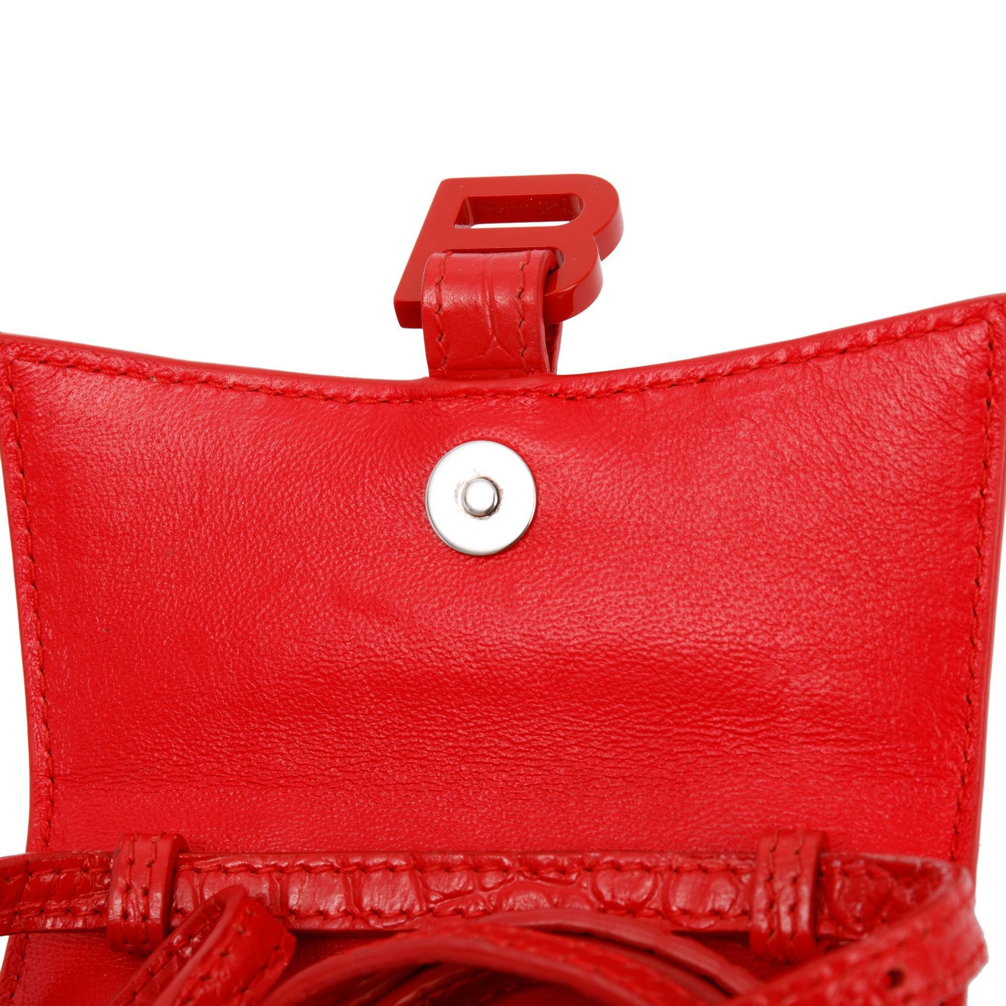 Balenciaga Croc-Embossed Mini Hourglass Bag w/ Box