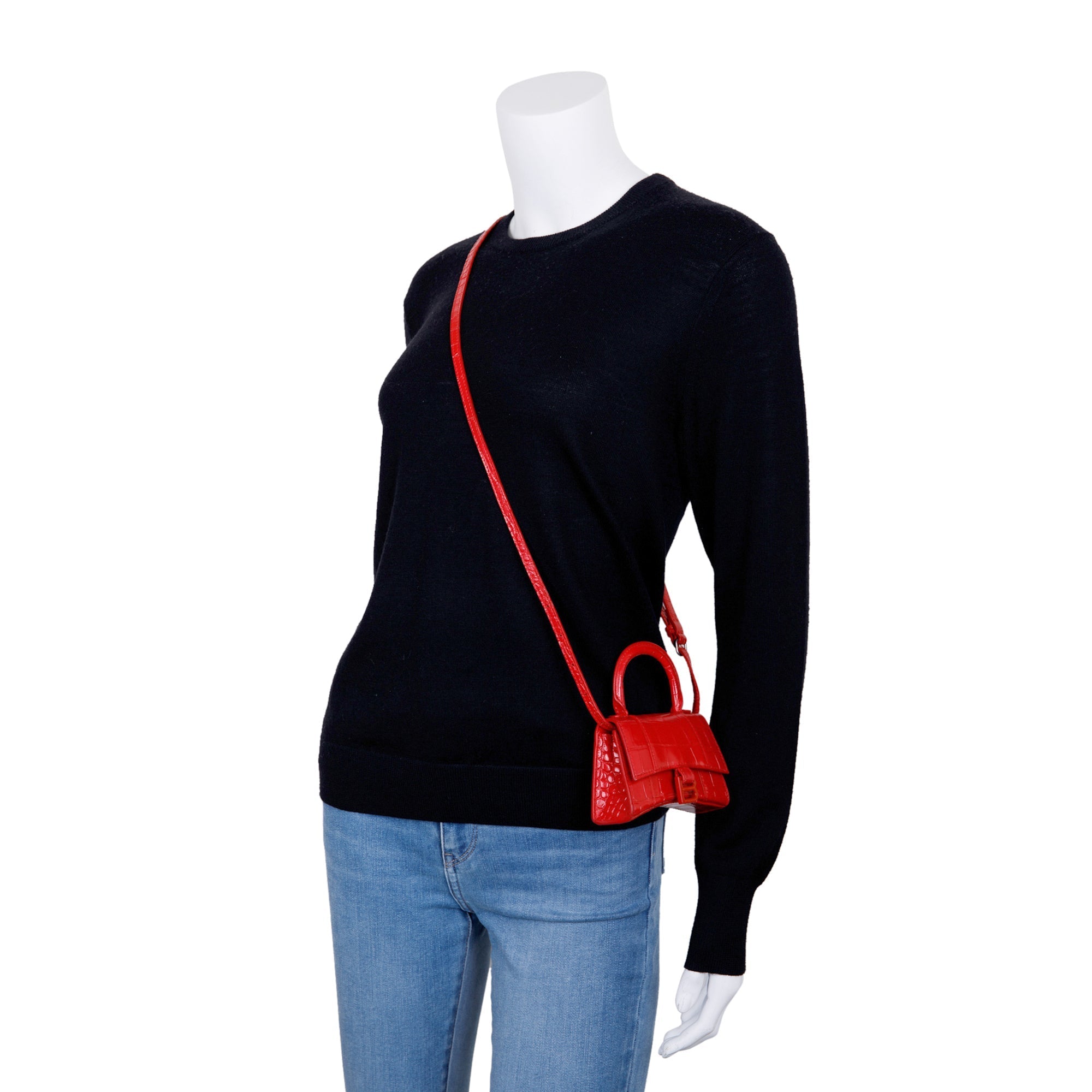 Balenciaga Croc-Embossed Mini Hourglass Bag w/ Box