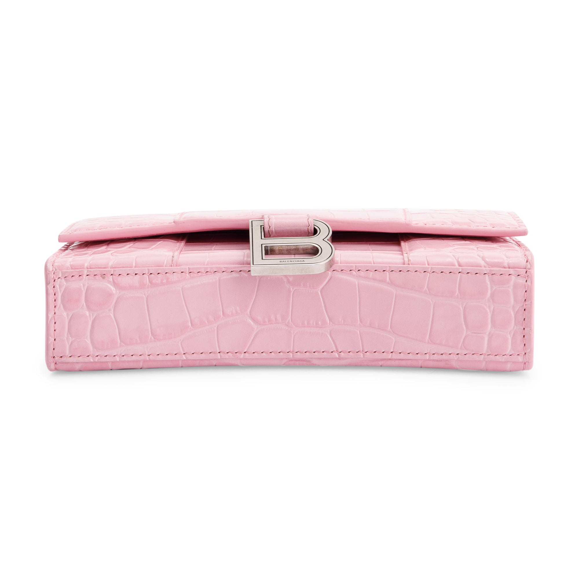 Balenciaga Crocodile Embossed Hourglass Wallet on Chain
