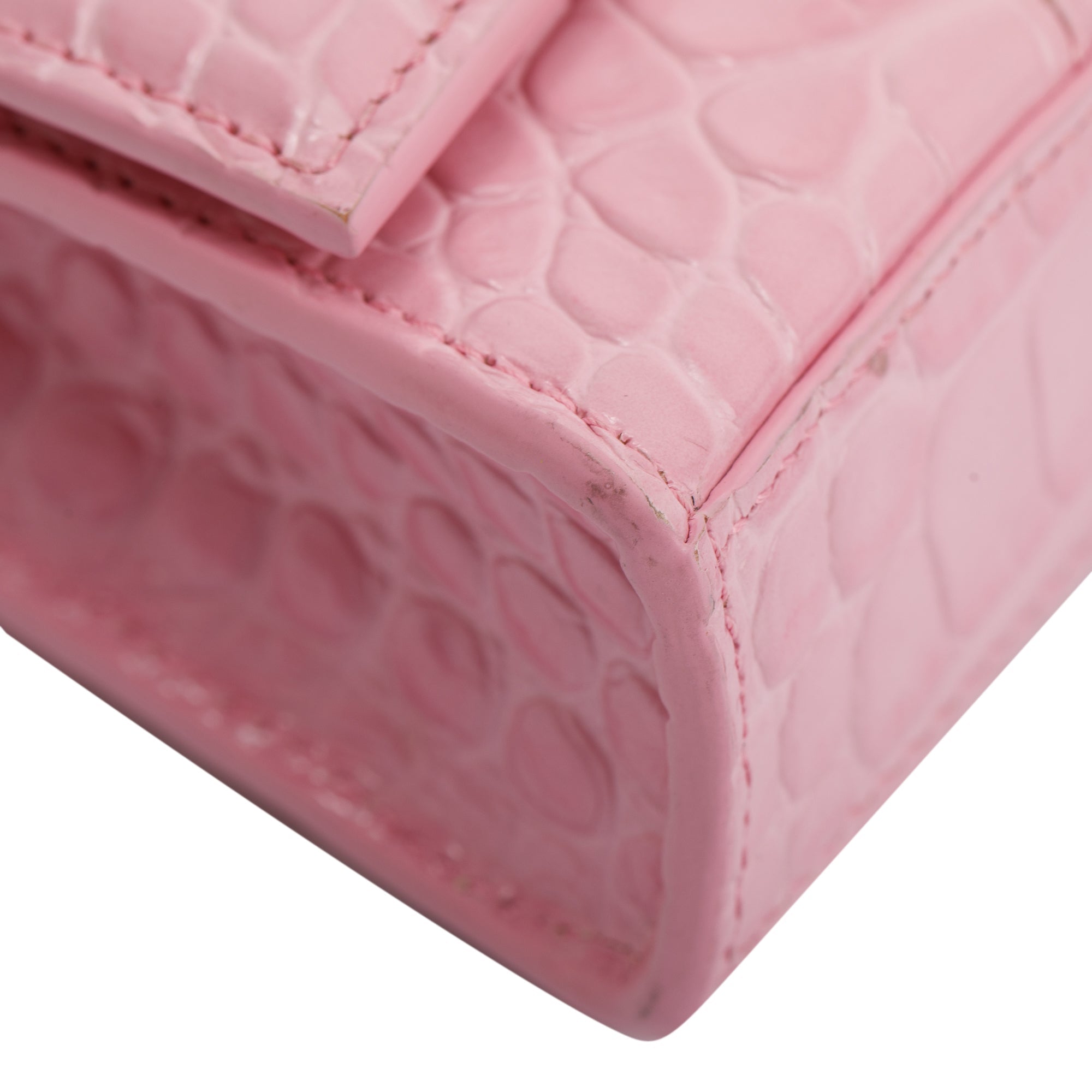 Balenciaga Crocodile Embossed Hourglass Wallet on Chain