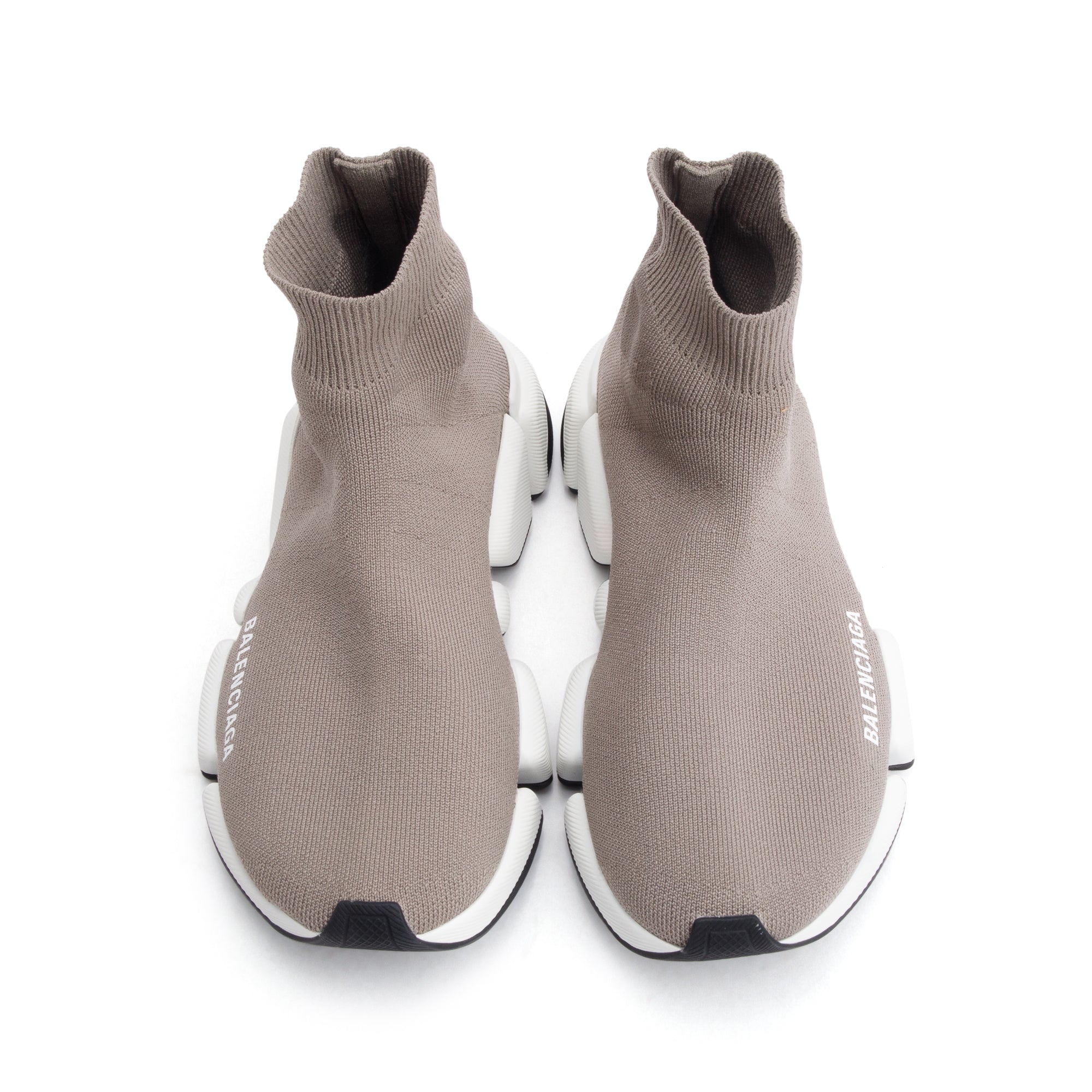 Balenciaga Dark Beige Knit Speed LT Trainer Sock Sneaker, Size 35 w/ Box