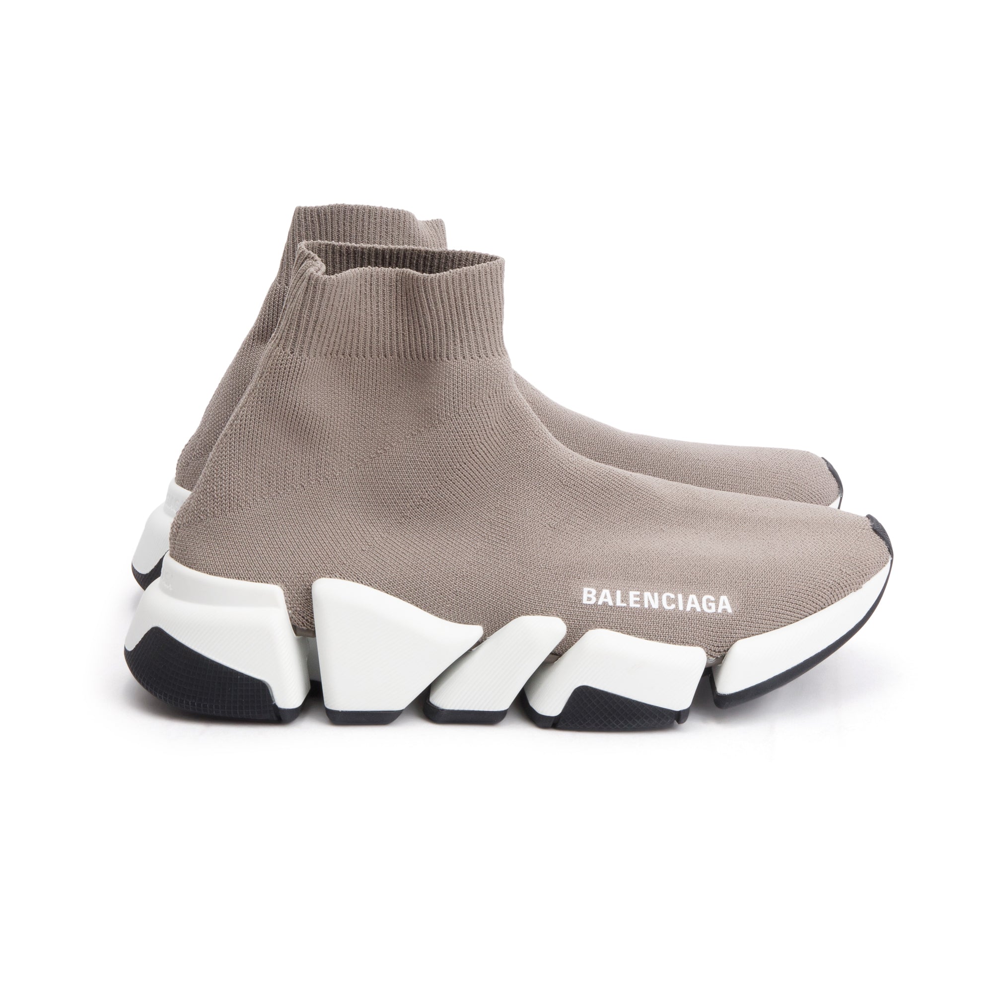 Balenciaga Dark Beige Knit Speed LT Trainer Sock Sneaker, Size 35 w/ Box