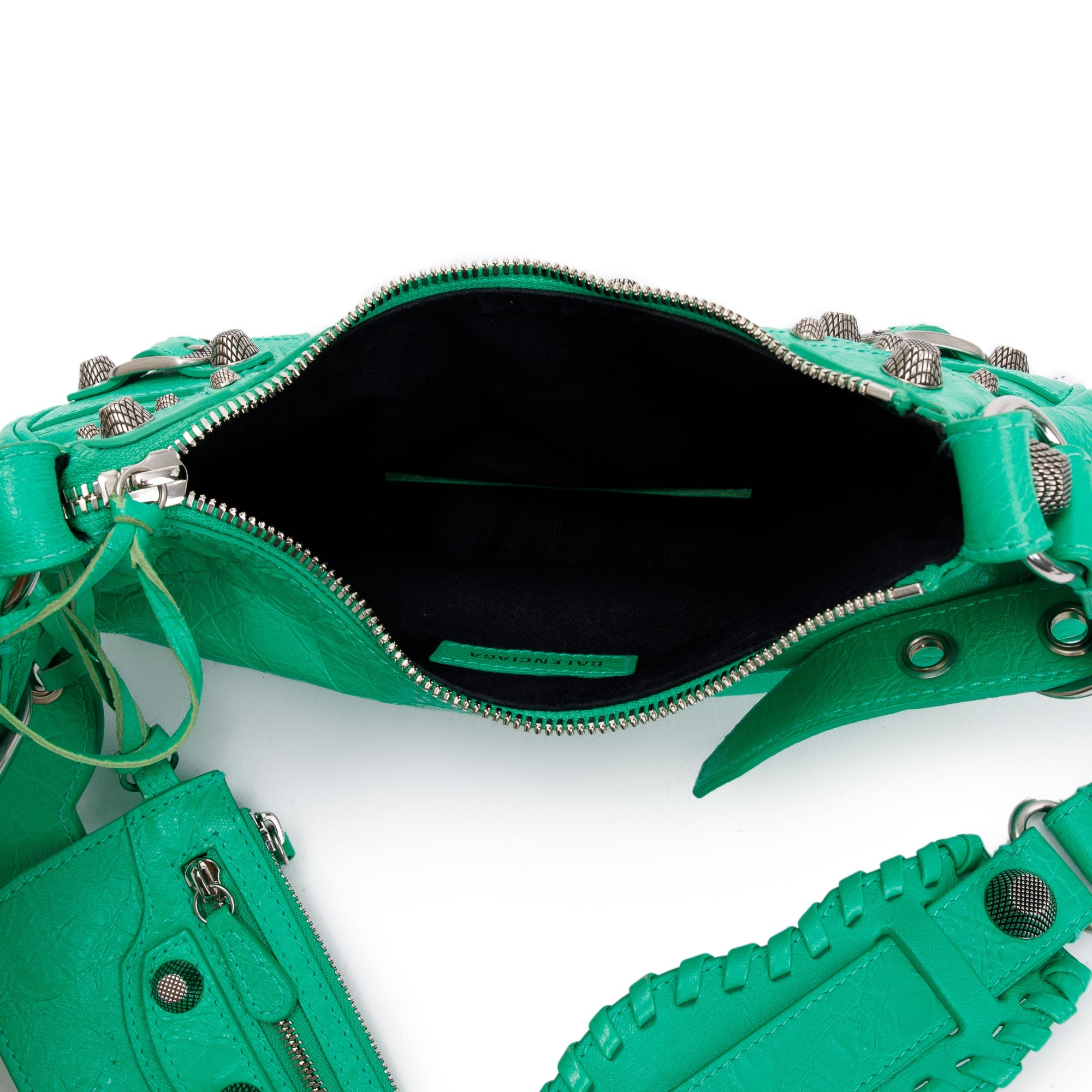 Balenciaga Green Arena Calfskin Leather Le Cagole XS Shoulder Bag