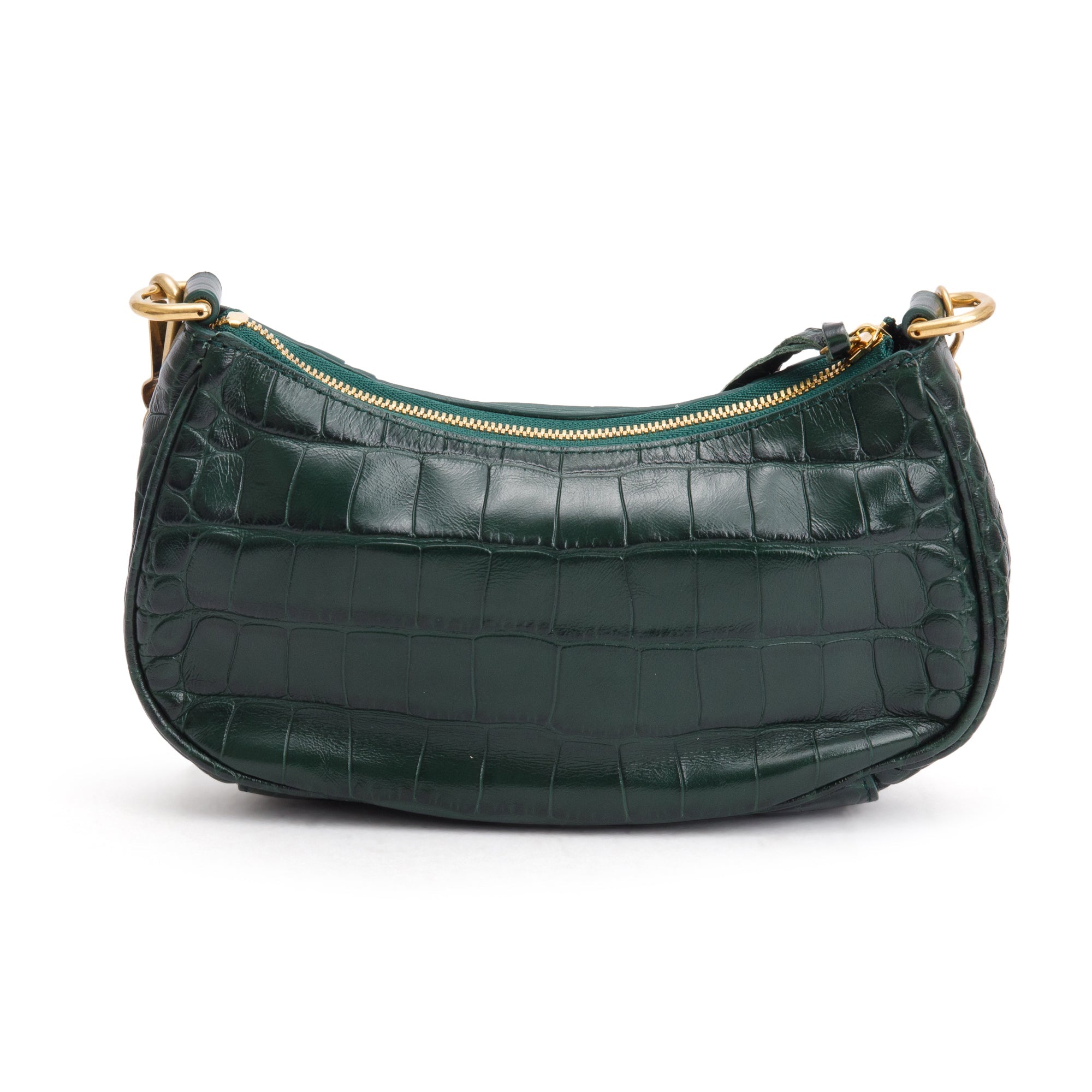 Balenciaga Green Crocodile Embossed Leather Mini Le Cagole Crossbody with Chain