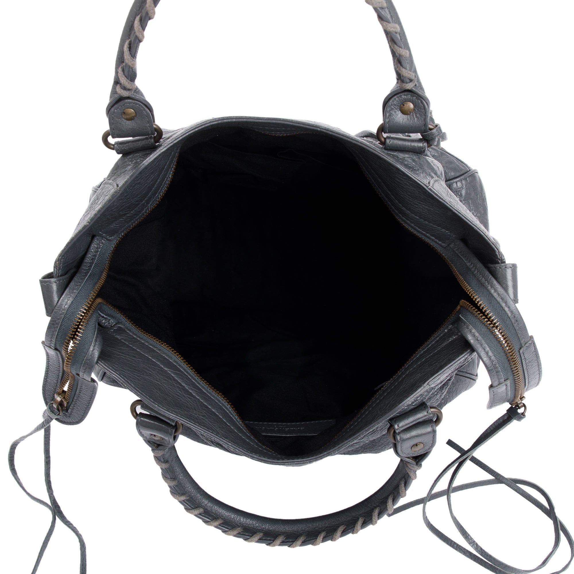 Balenciaga Grey Agneu Leather Motocross Classic City Velo Bag