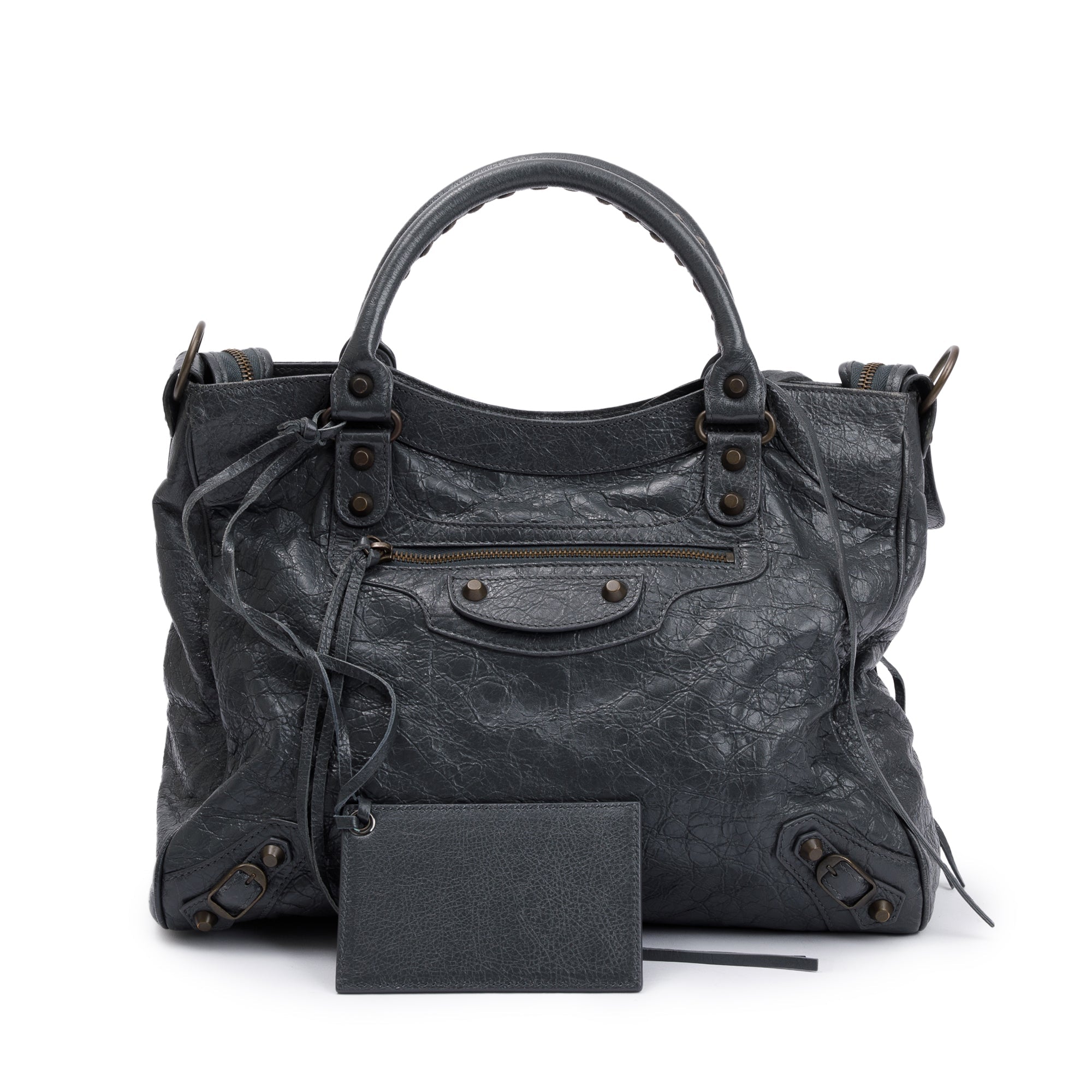 Balenciaga Grey Agneu Leather Motocross Classic City Velo Bag