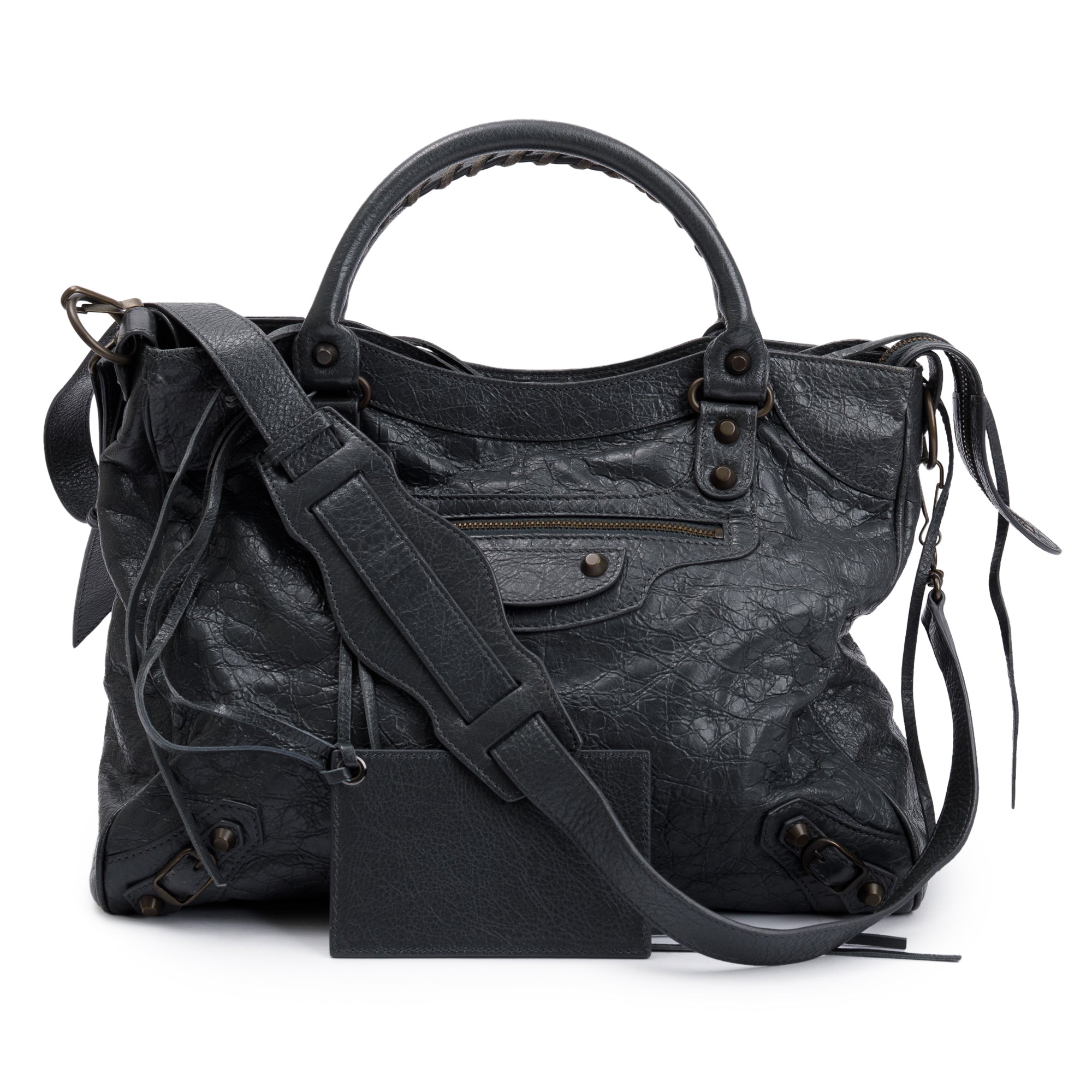 Balenciaga Grey Agneu Leather Motocross Classic City Velo Bag