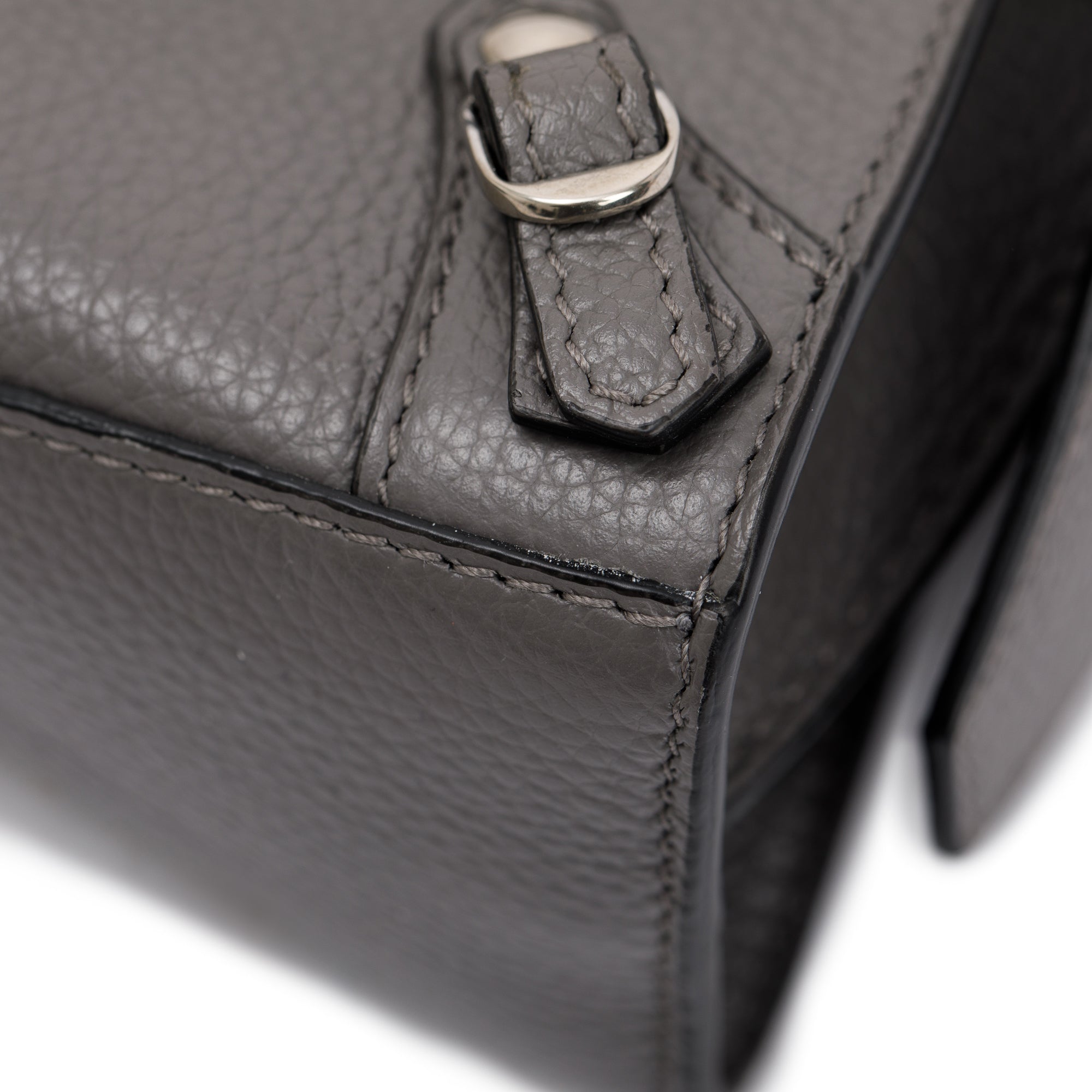 Balenciaga Grey Calfskin Leather Nano Neo Classic Top Handle Bag w/ Strap