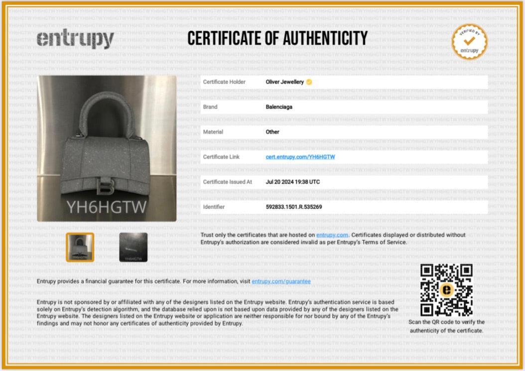 Balenciaga Grey Glitter Fabric XS Hourglass Top Handle Bag w/ Strap