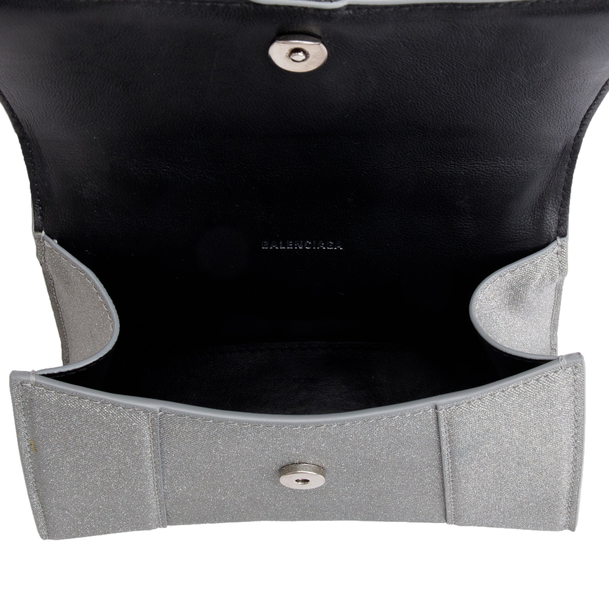 Balenciaga Grey Glitter Fabric XS Hourglass Top Handle Bag w