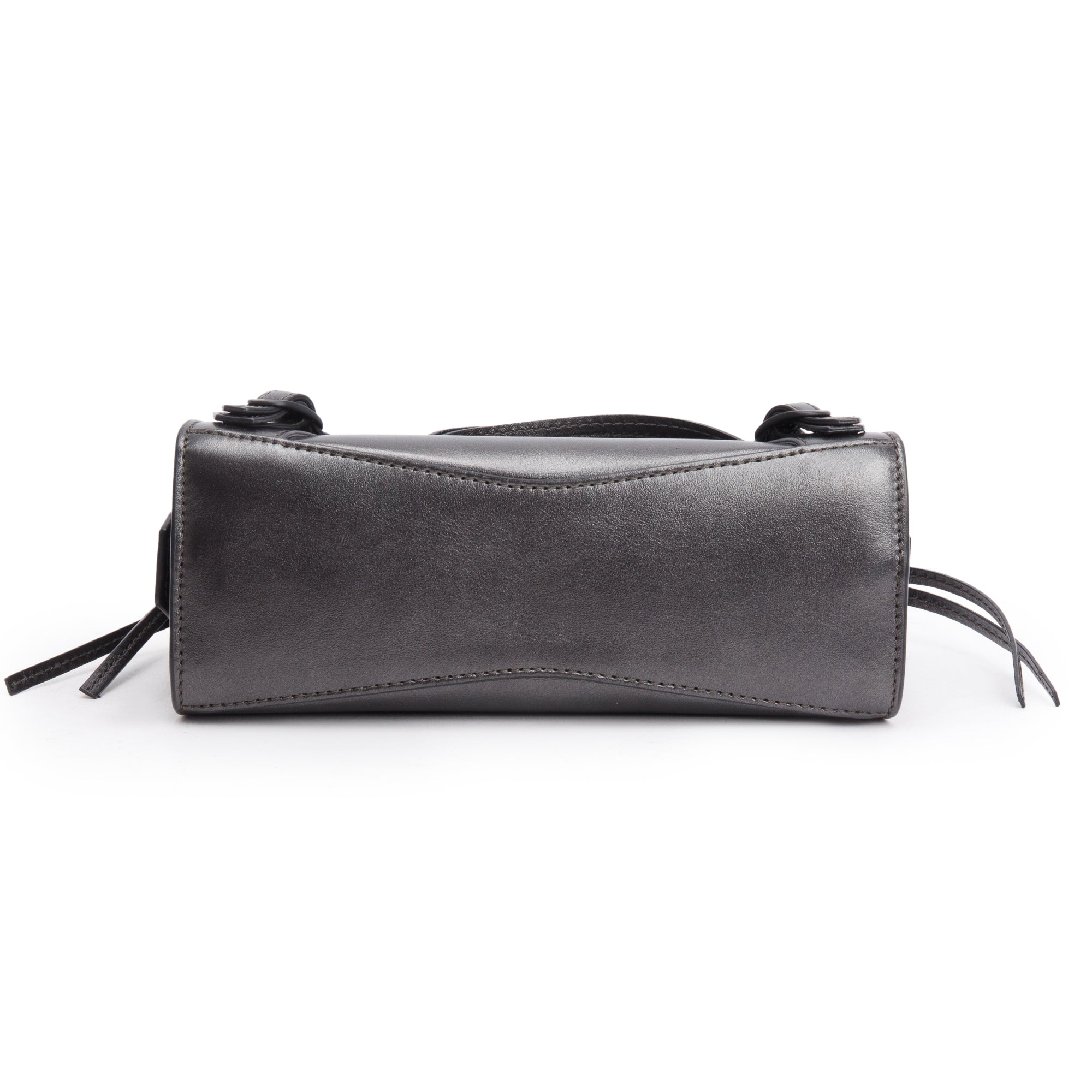 Balenciaga Grey Metallic Calfskin Leather MIni Neo Classic Top Handle Bag w/ Strap