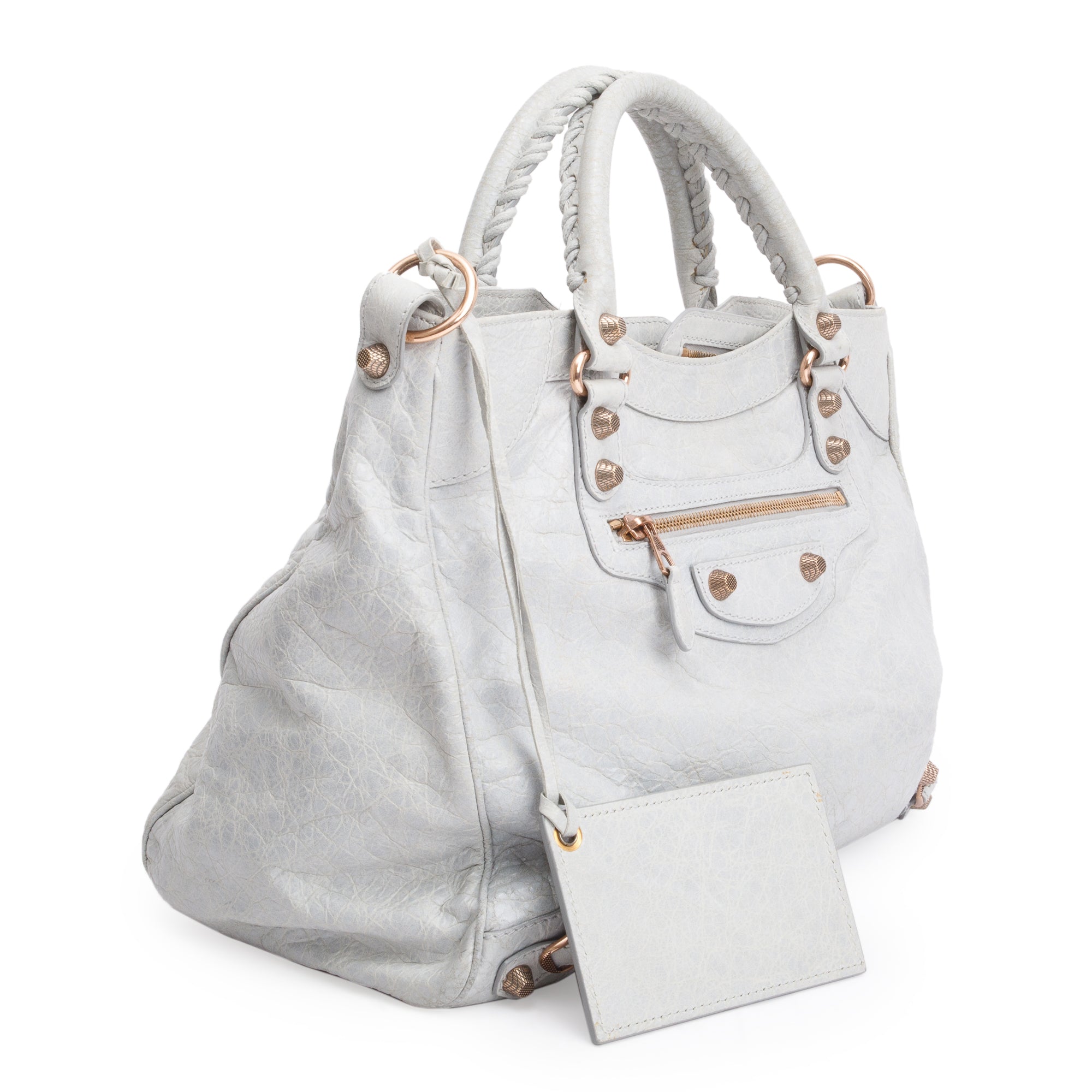 Balenciaga Grey Motocross Agneau Leather Giant 12 City Bag w/ Strap