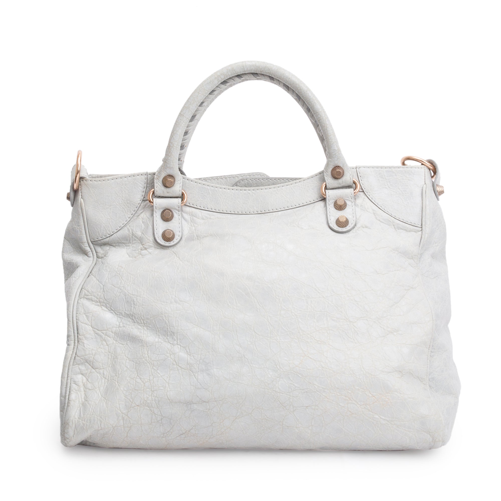 Balenciaga Grey Motocross Agneau Leather Giant 12 City Bag w/ Strap