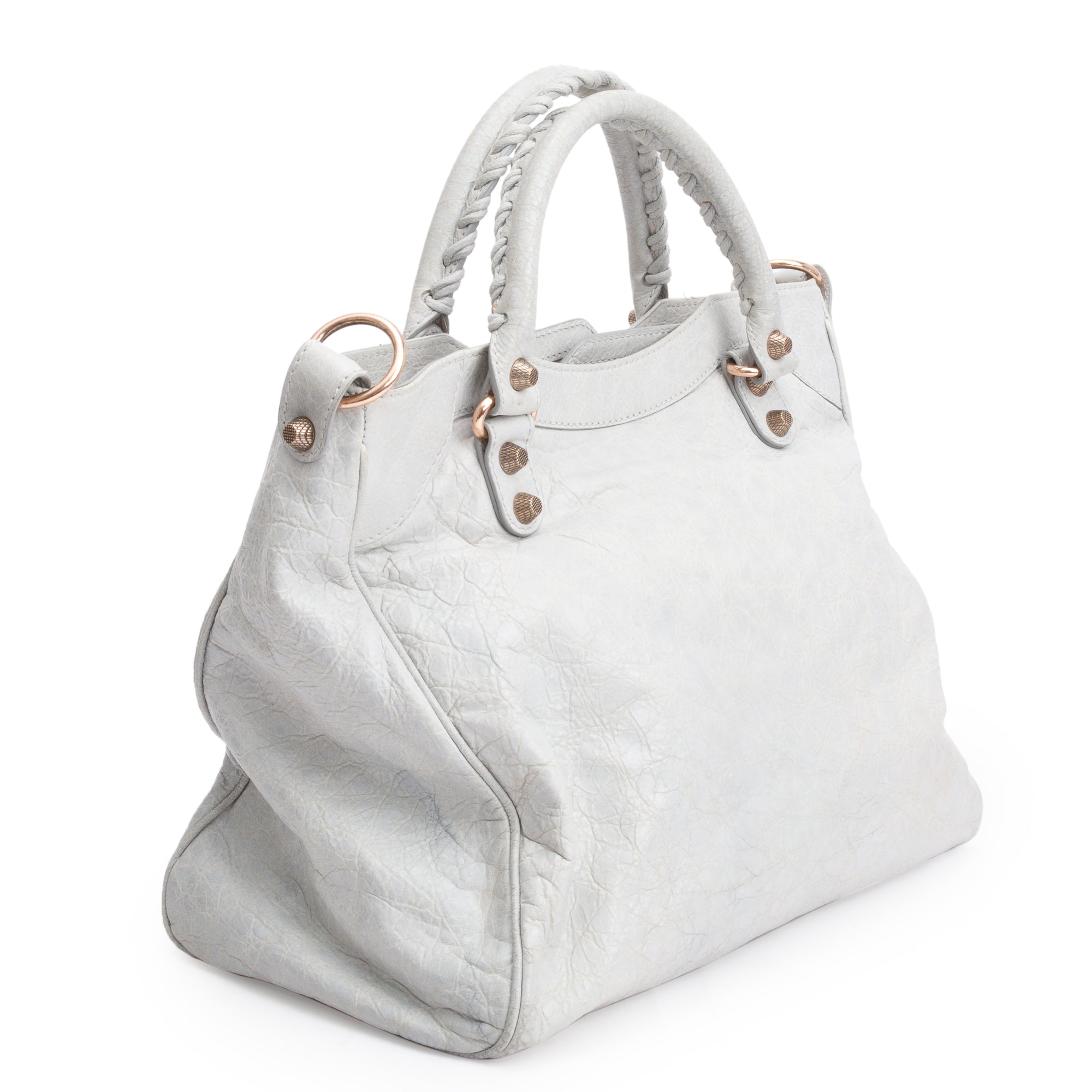 Balenciaga Grey Motocross Agneau Leather Giant 12 City Bag w/ Strap