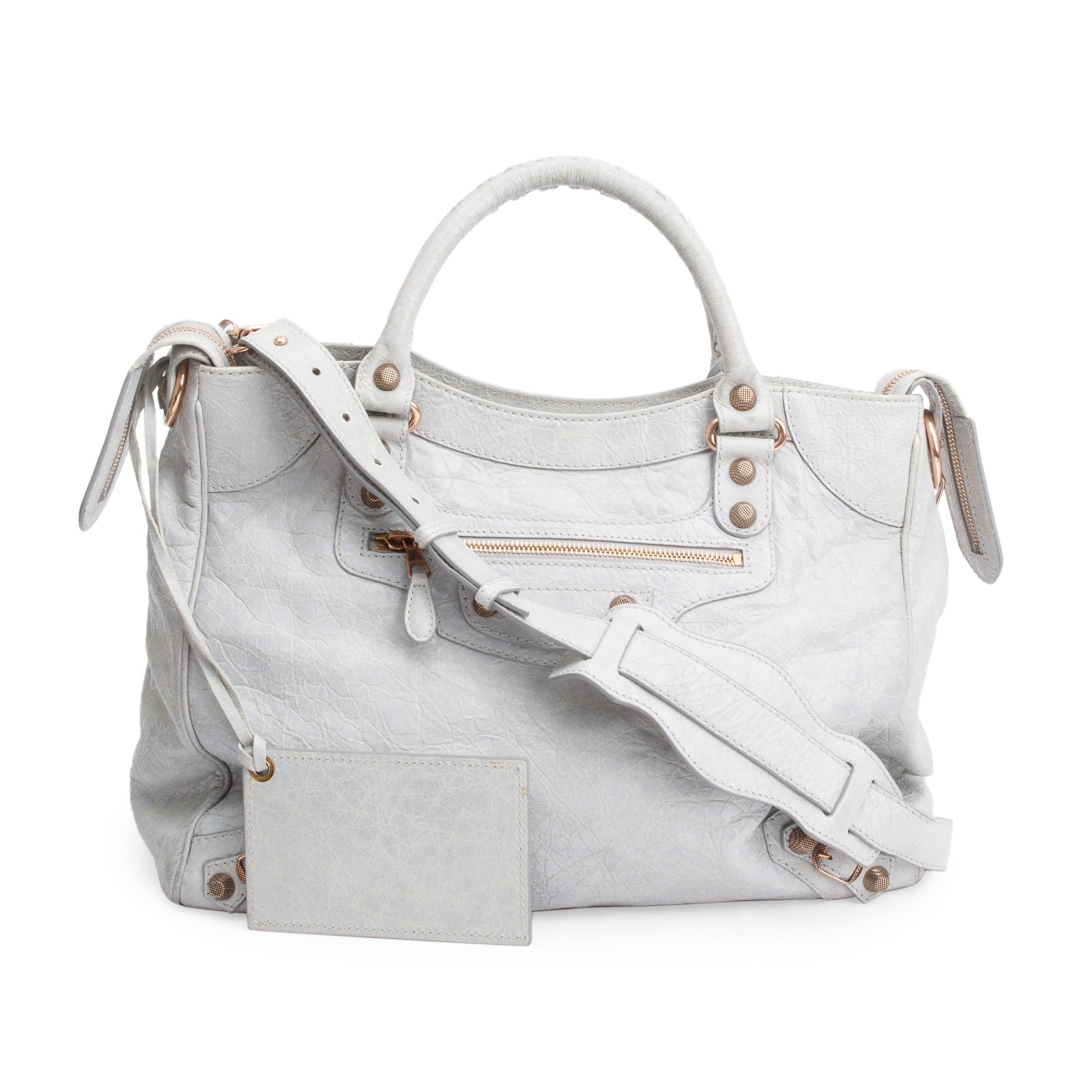 Balenciaga Grey Motocross Agneau Leather Giant 12 City Bag w/ Strap