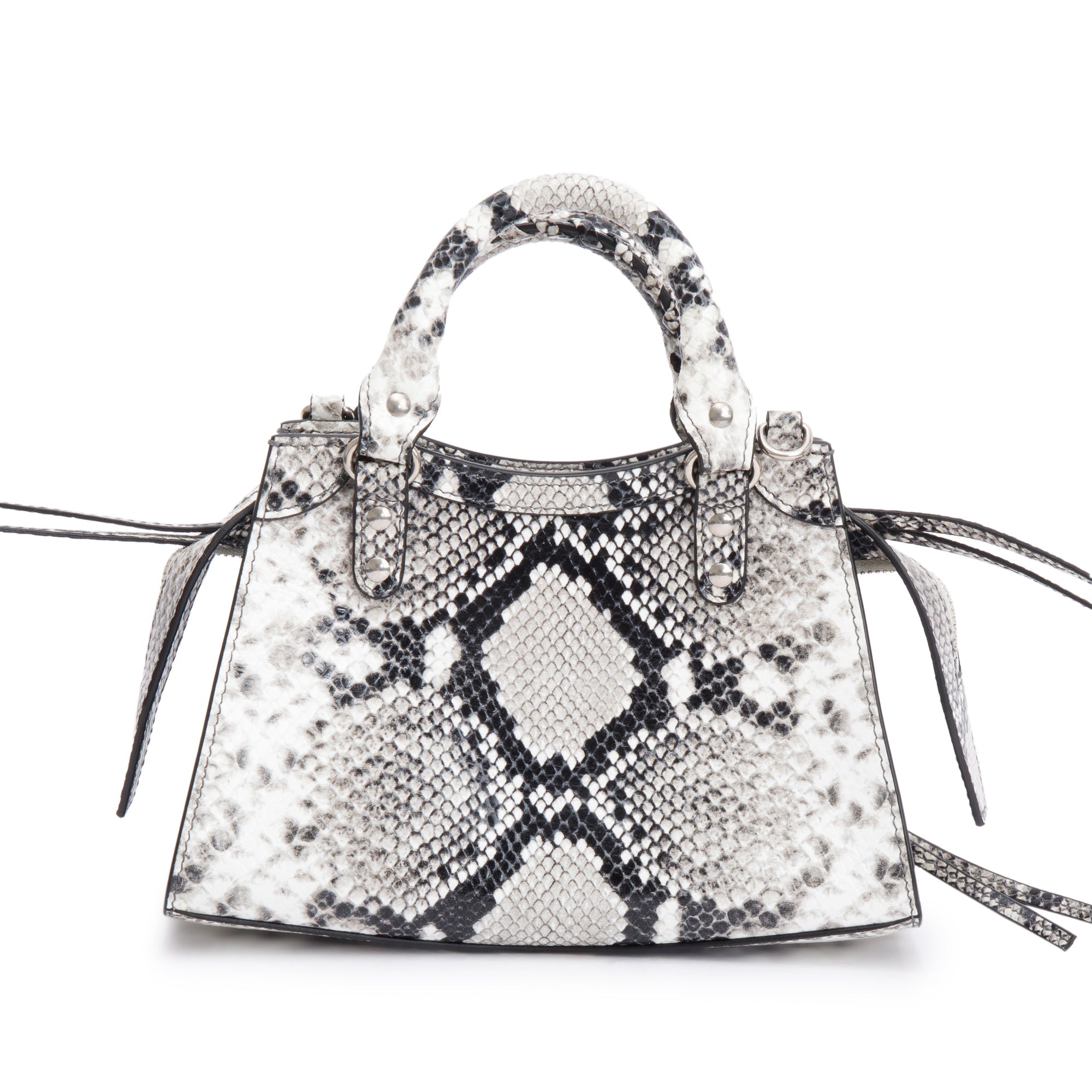 Balenciaga Grey Python Embossed Neo Classic Mini City Bag w/ Strap